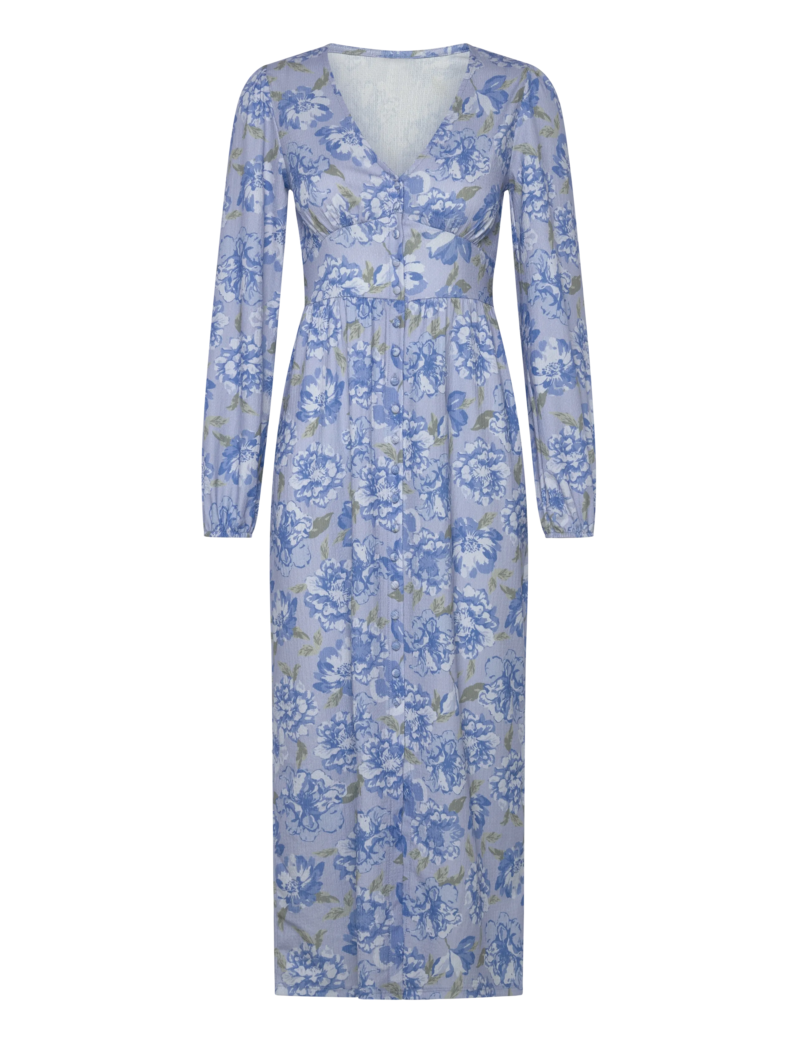 Bubbleroom Structure Button Midi Dress - Midi-Kleider - BLUE/FLORAL / blue