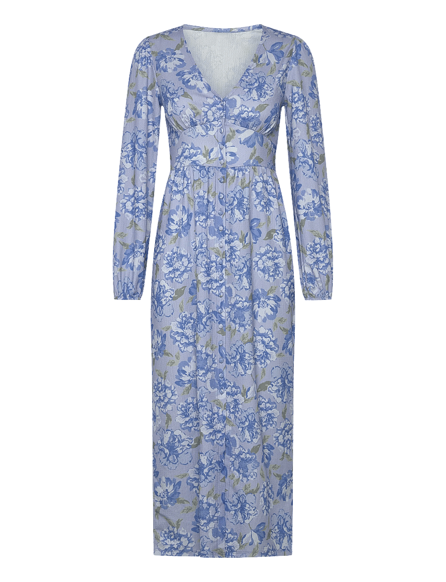 Bubbleroom - Structure Button Midi Dress - midikleider - blue/floral - 1