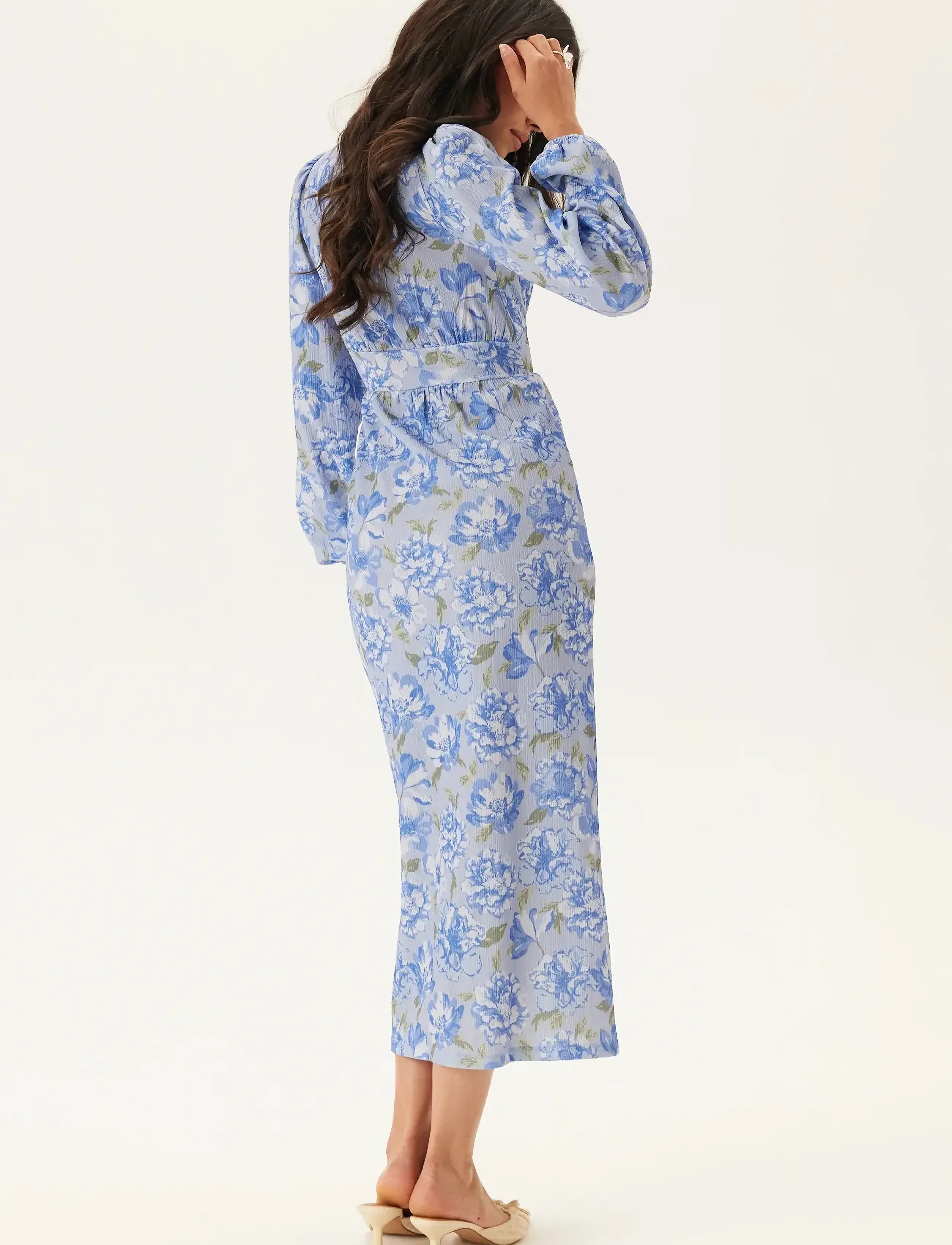 Bubbleroom - Structure Button Midi Dress - midi-kleider - blue/floral - 3