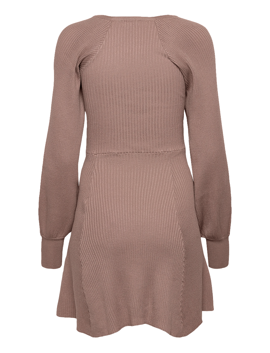 Bubbleroom - Knitted Short Skater Dress - beige - 2