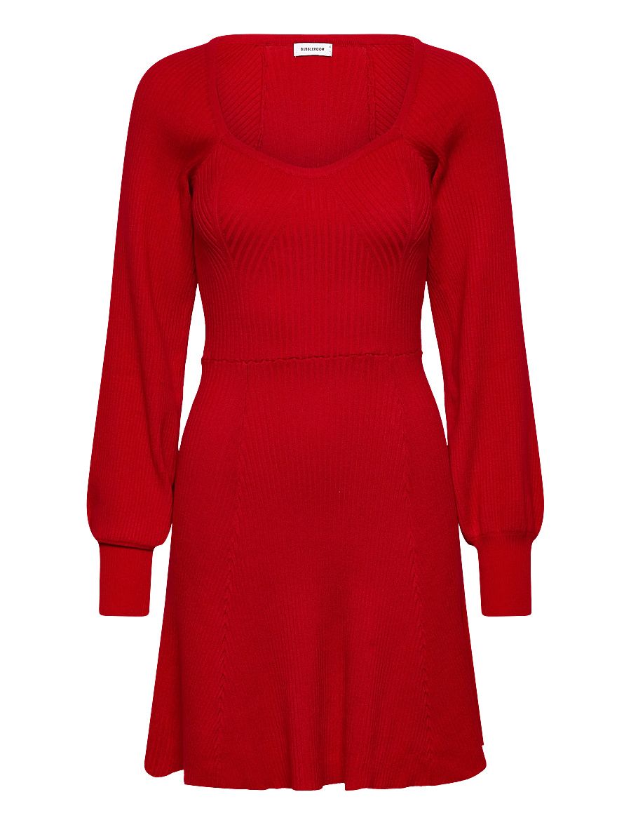 Bubbleroom - Knitted Short Skater Dress - red - 1