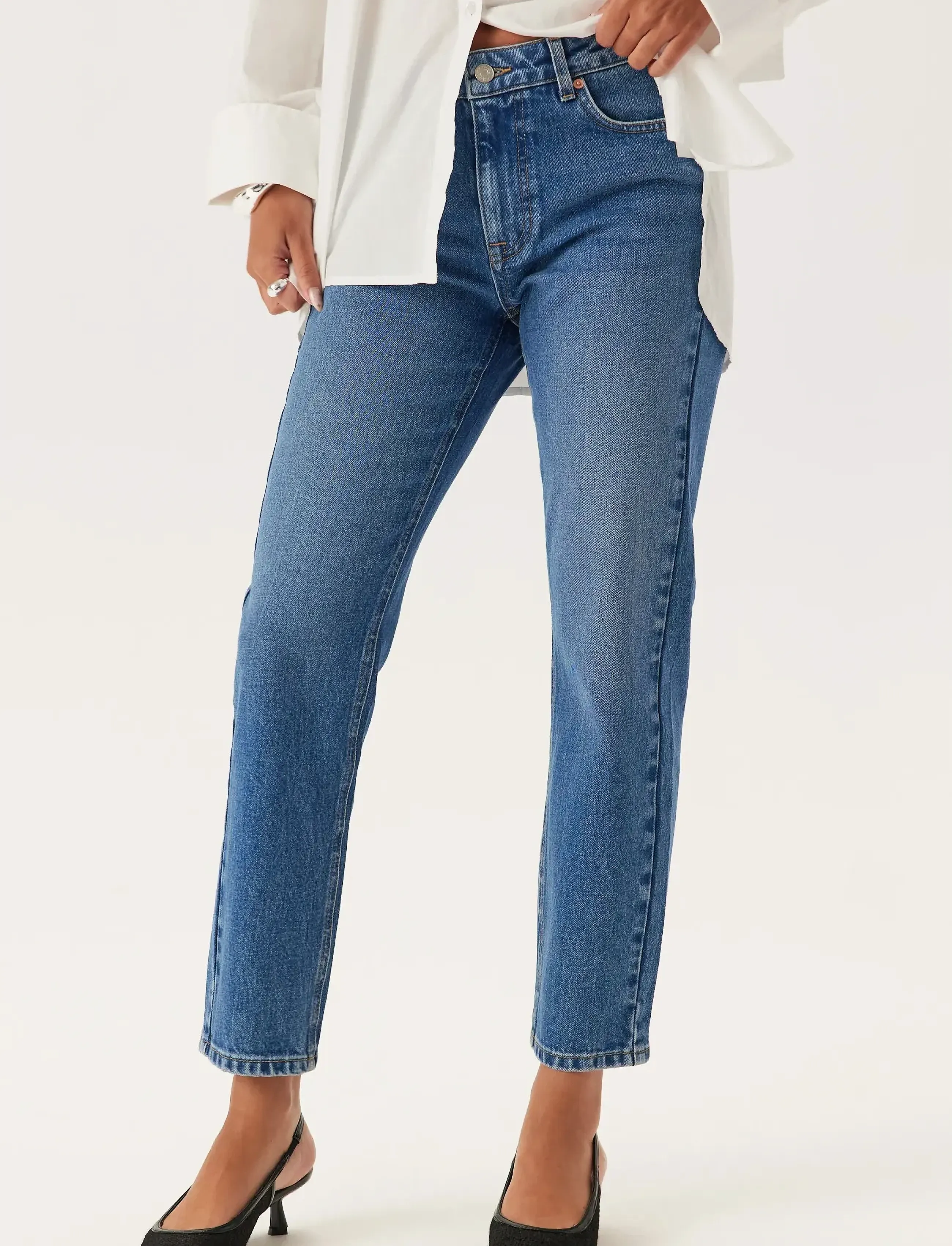 Bubbleroom Slim Ankle Jeans, Kvinder, Slim Ankel Jeans, Blå, Str: 36