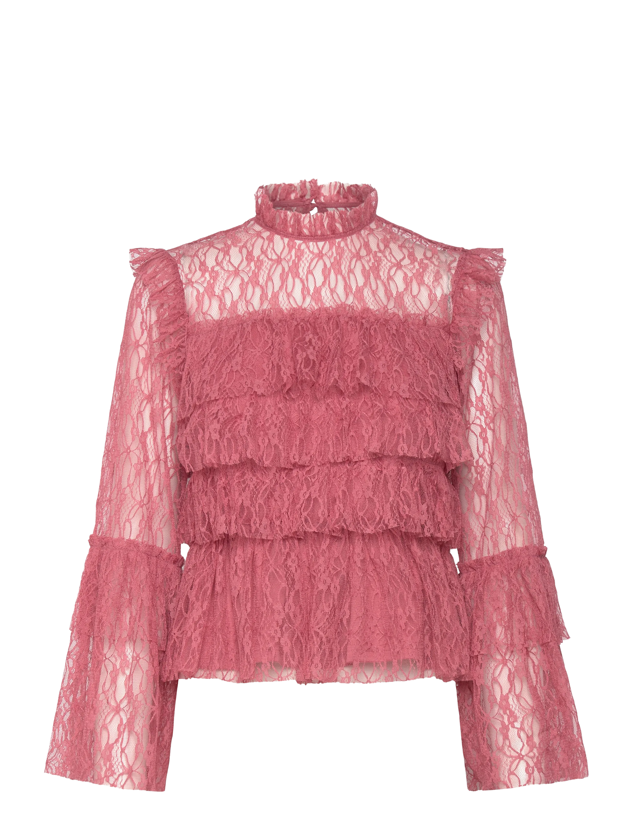 Bubbleroom Frill Lace Blouse - Bluser - OLD ROSE / pink/rose