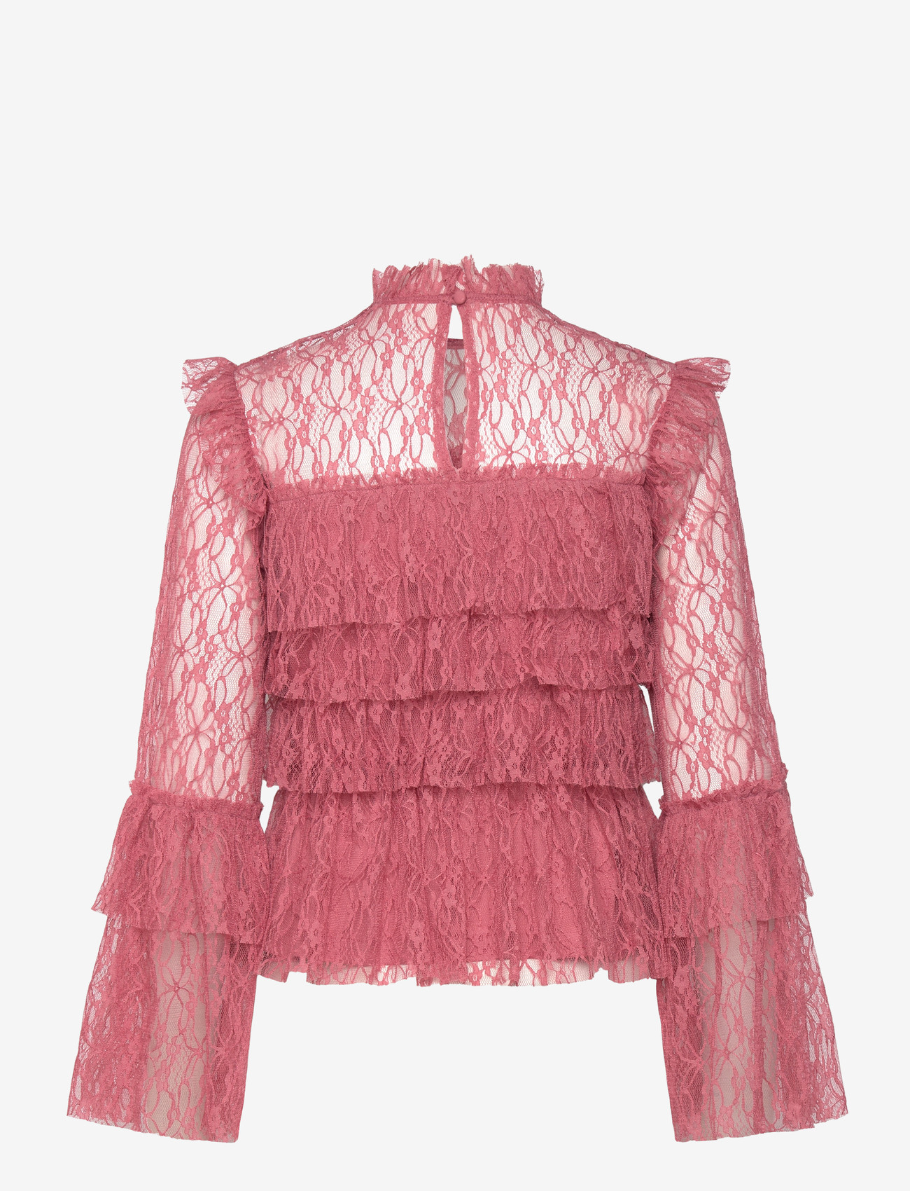 Bubbleroom - Frill Lace Blouse - langærmede bluser - old rose - 2