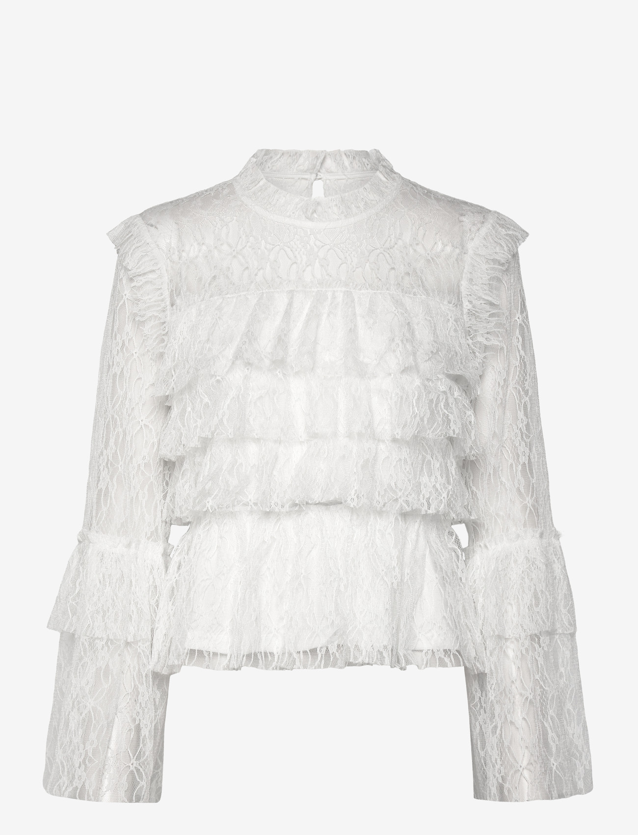 Bubbleroom - Frill Lace Blouse - pikkade varrukatega pluusid - white - 1