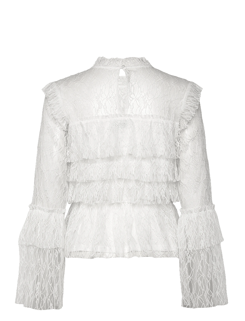 Bubbleroom - Frill Lace Blouse - pikkade varrukatega pluusid - white - 2