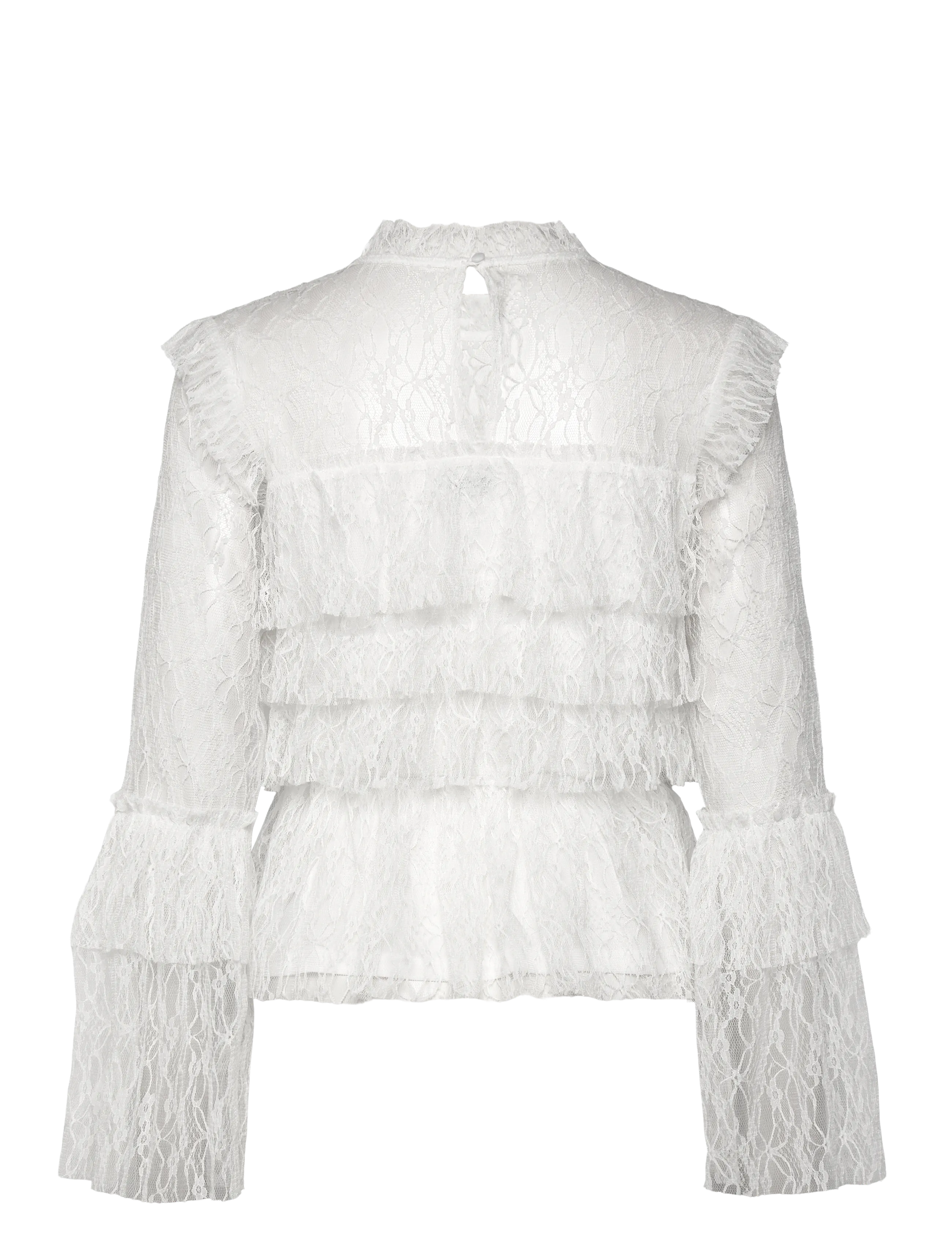Bubbleroom - Frill Lace Blouse - palaidinės ilgomis rankovėmis - white - 2