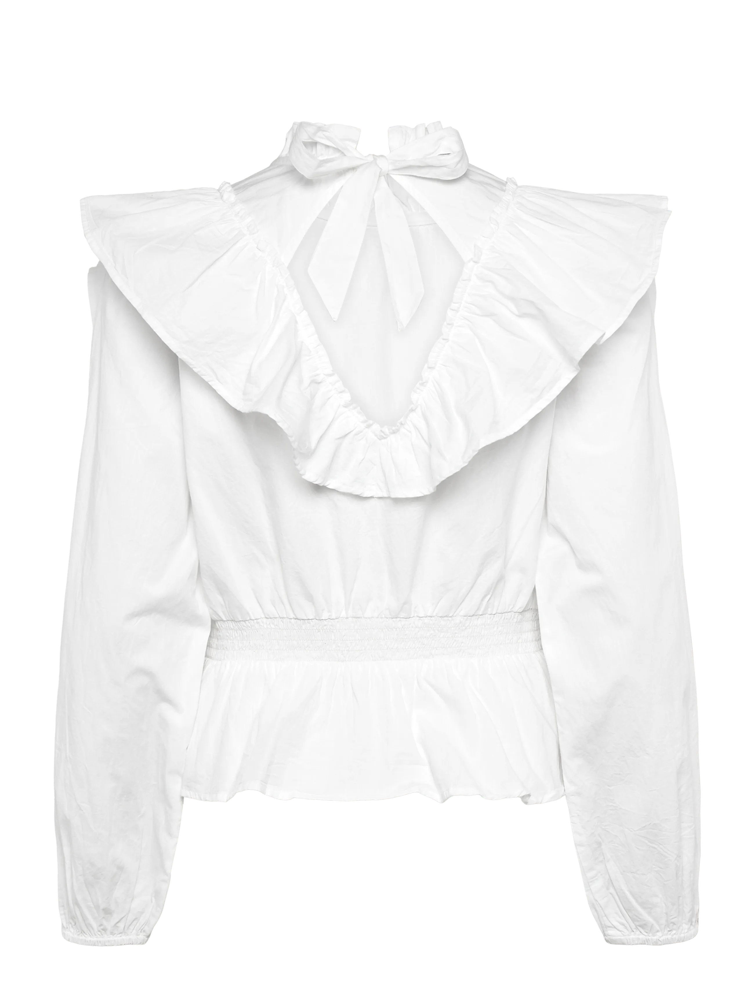 Bubbleroom - Cotton Frill Blouse - pitkähihaiset puserot - white - 1