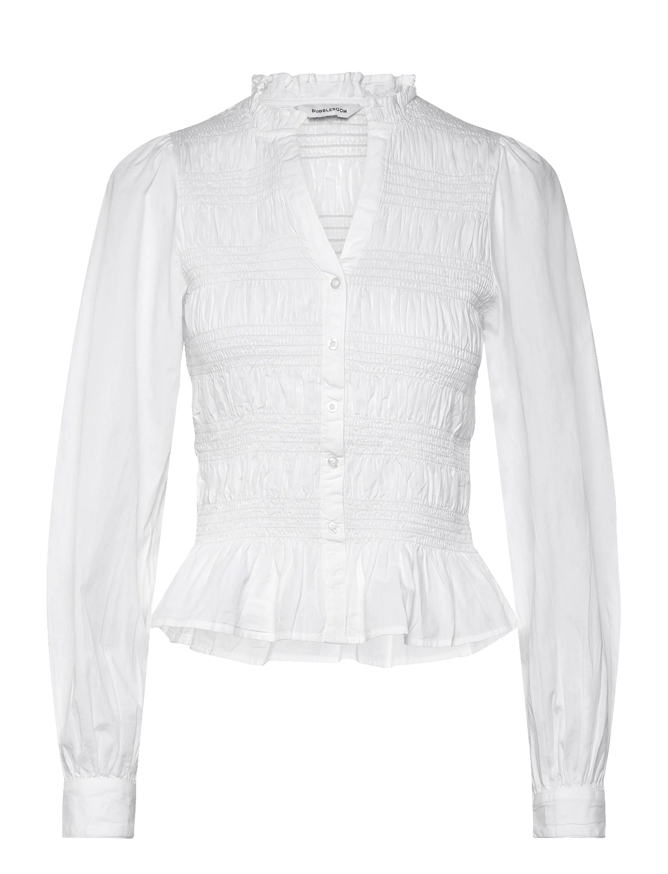 Bubbleroom - V-Neck Cotton Smock Blouse