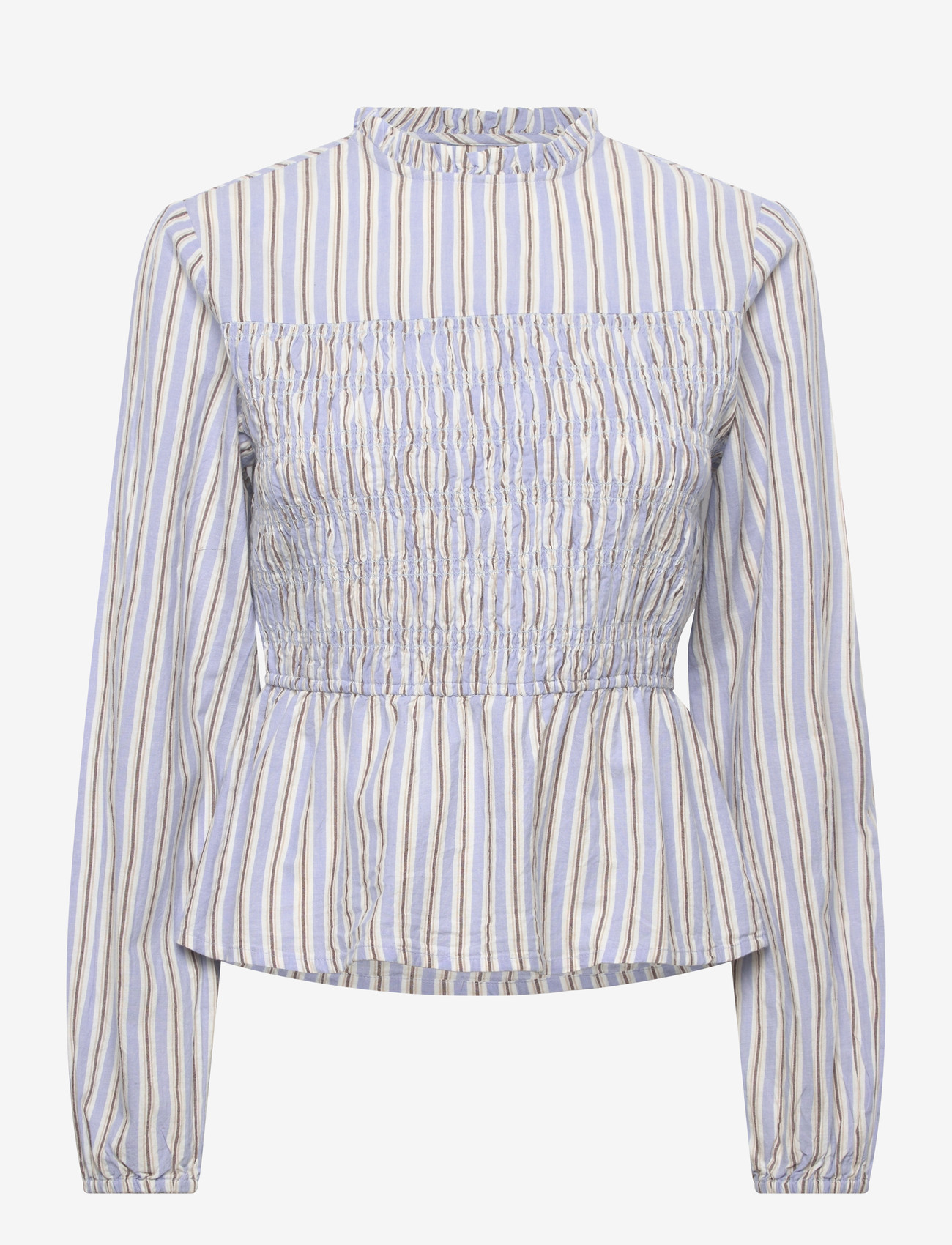 Bubbleroom - Smock Cotton Blouse - langærmede bluser - blue/striped - 1