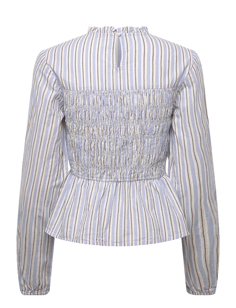 Bubbleroom - Smock Cotton Blouse - langærmede bluser - blue/striped - 2