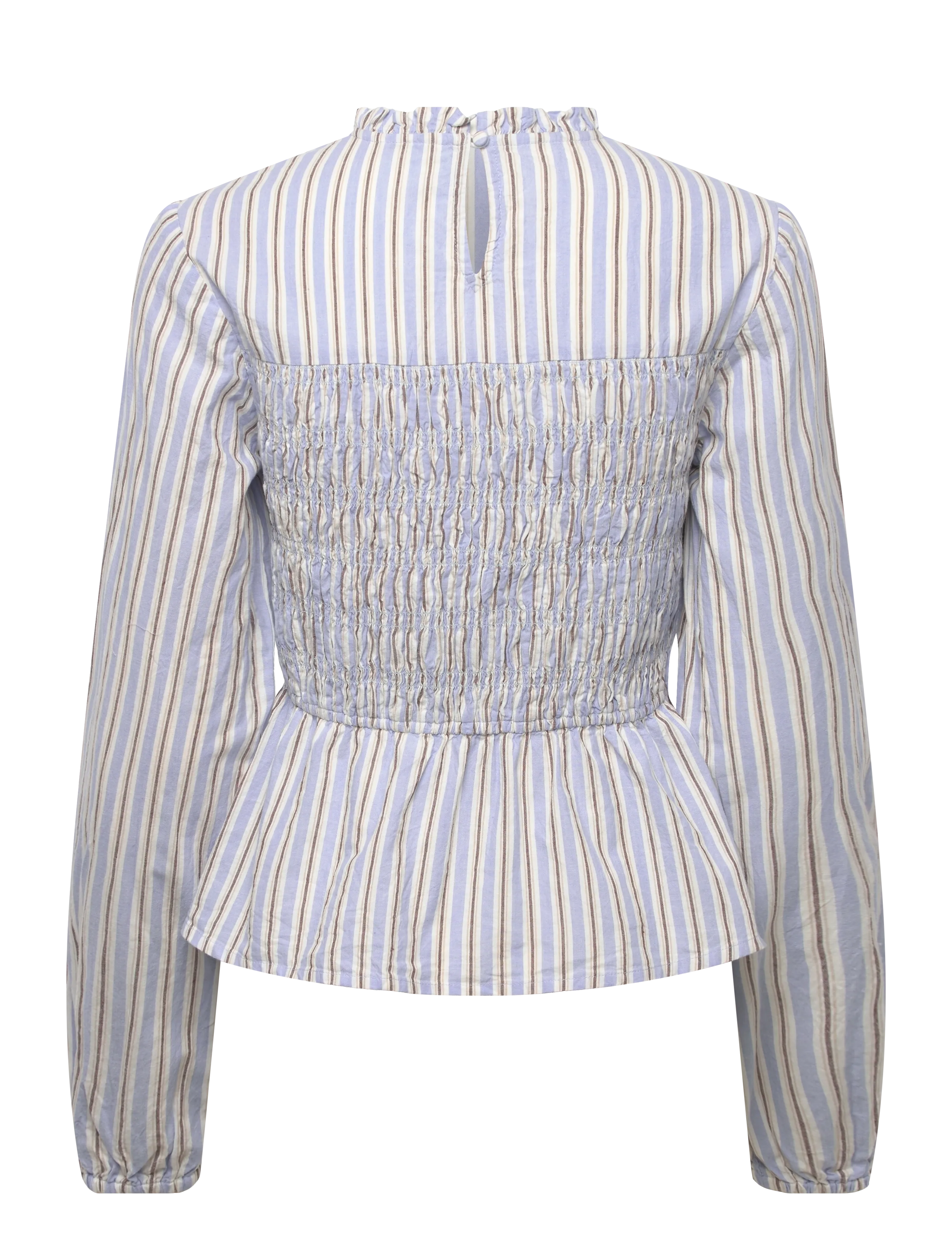 Bubbleroom - Smock Cotton Blouse - langærmede bluser - blue/striped - 2