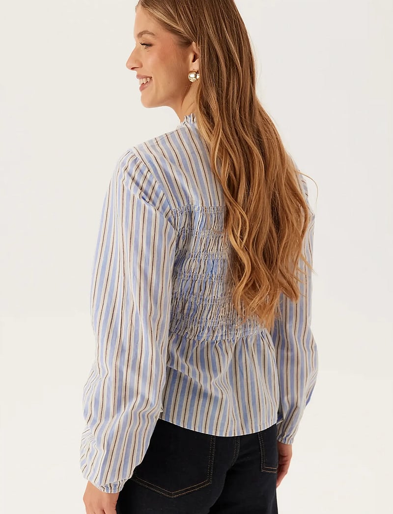 Bubbleroom - Smock Cotton Blouse - langærmede bluser - blue/striped - 3