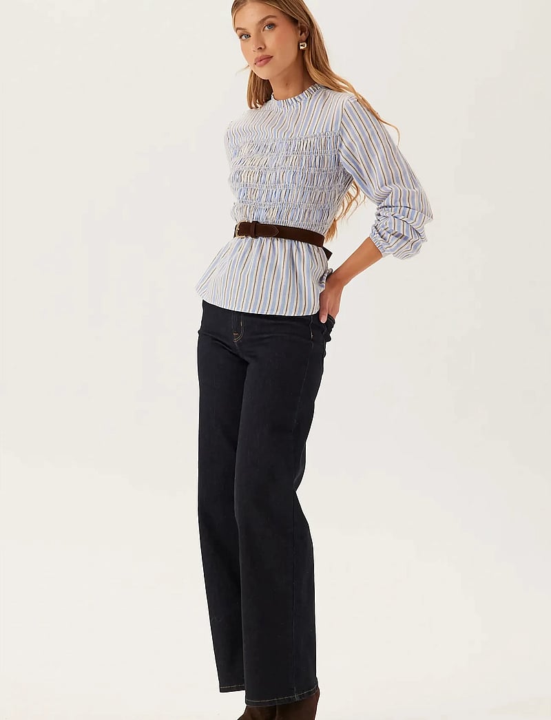 Bubbleroom - Smock Cotton Blouse - langærmede bluser - blue/striped - 4