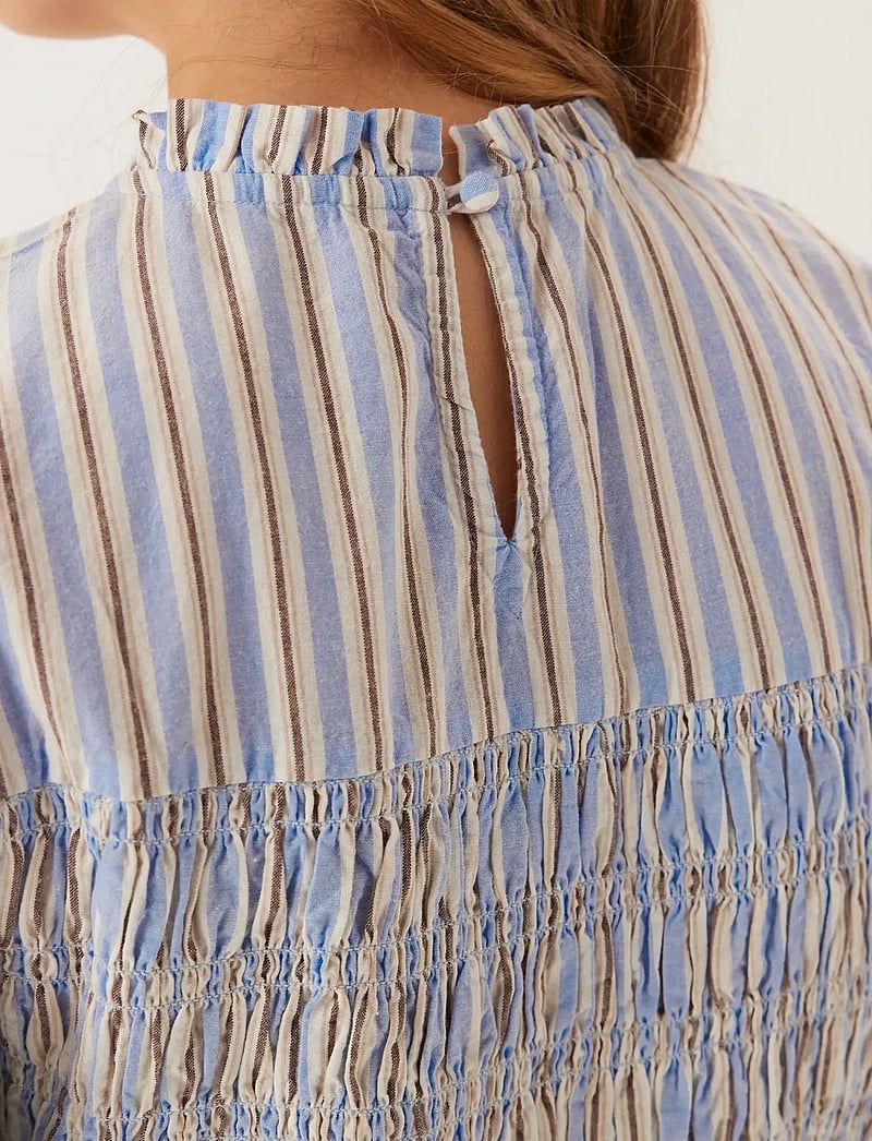 Bubbleroom - Smock Cotton Blouse - langærmede bluser - blue/striped - 5