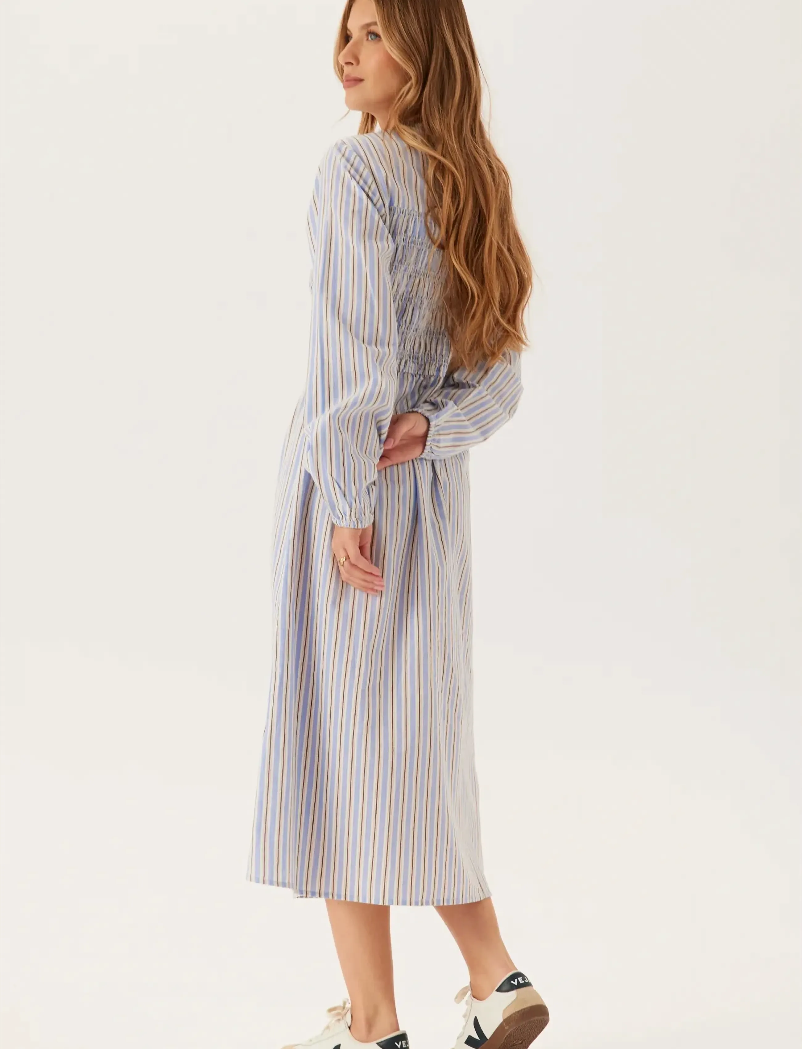 Bubbleroom - Smock Cotton Dress - maxi dresses - blue/striped - 3