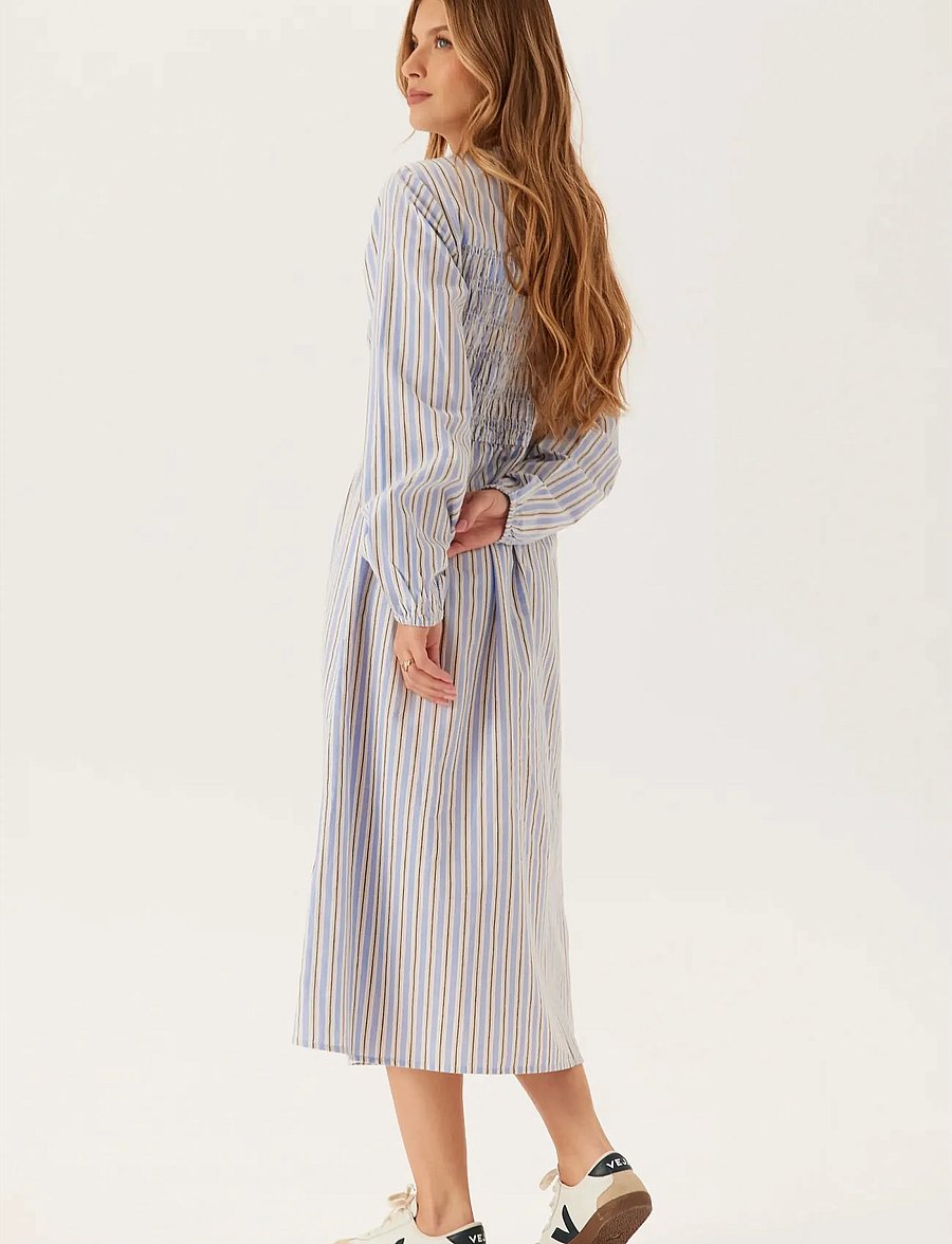 Bubbleroom - Smock Cotton Dress - maksikleidid - blue/striped - 3