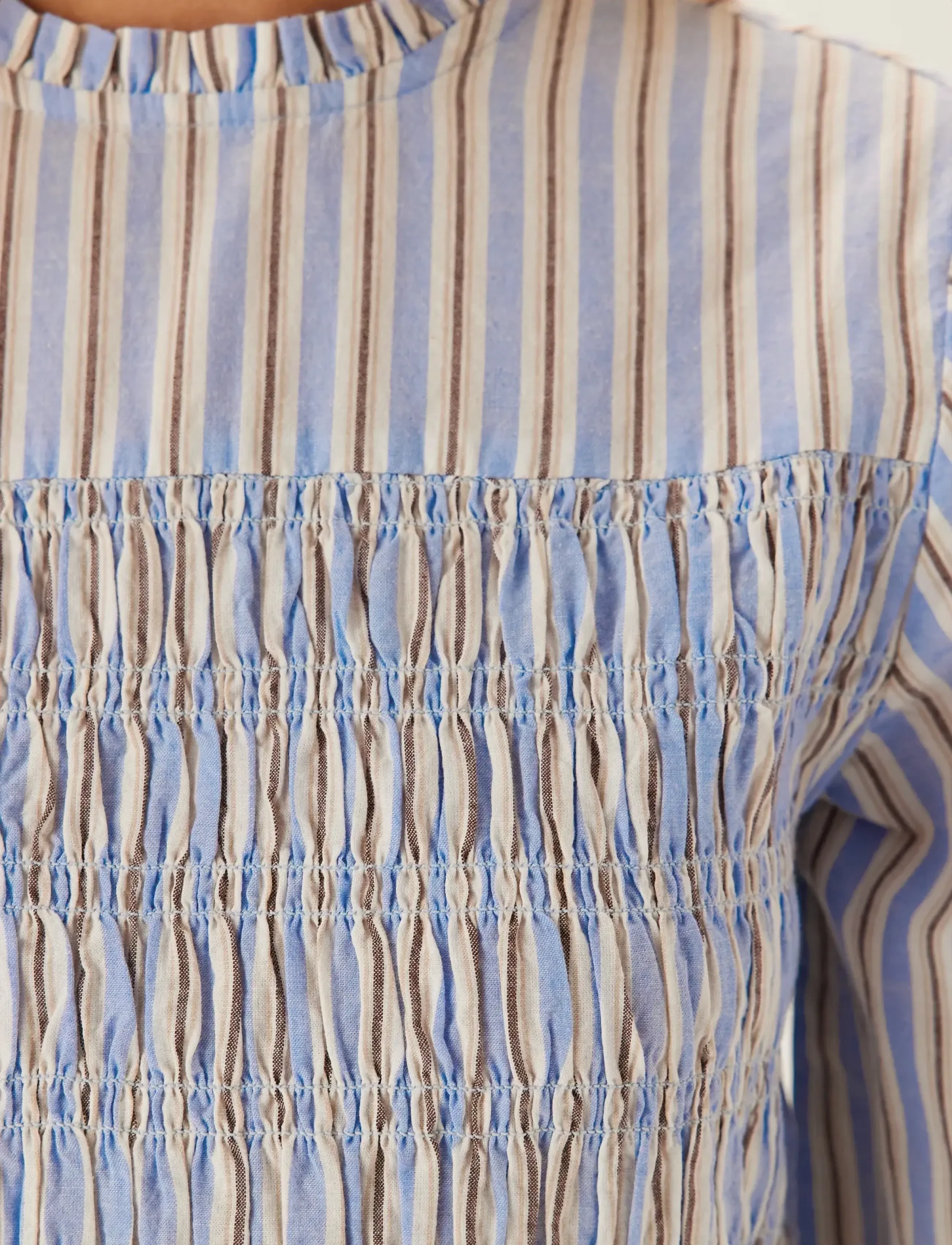 Bubbleroom - Smock Cotton Dress - maxi dresses - blue/striped - 5