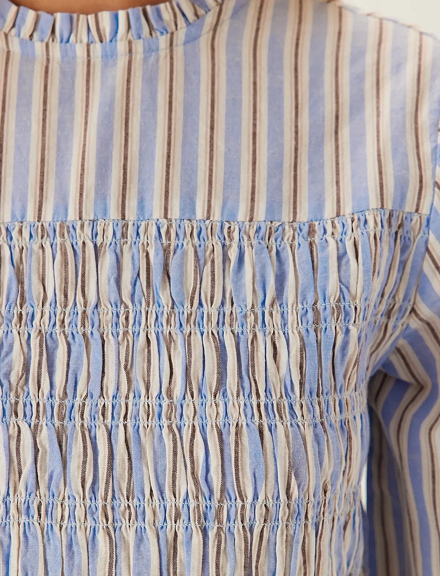 Bubbleroom - Smock Cotton Dress - maksikleidid - blue/striped - 5