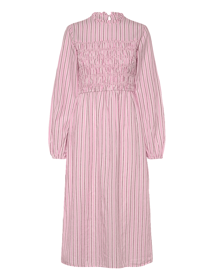 Bubbleroom - Smock Cotton Dress - maksikleidid - light pink/striped - 1