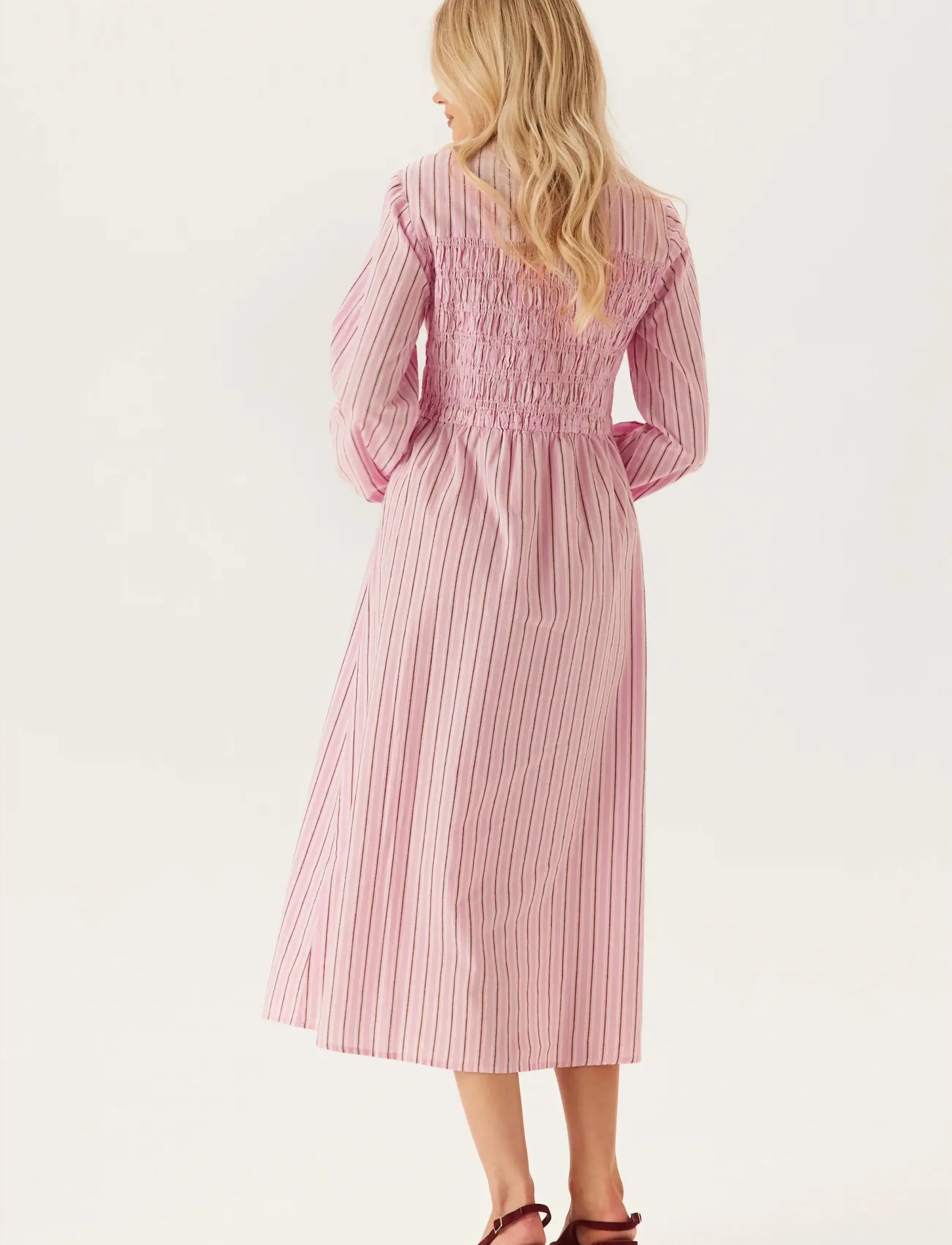 Bubbleroom - Smock Cotton Dress - maxi dresses - light pink/striped - 3