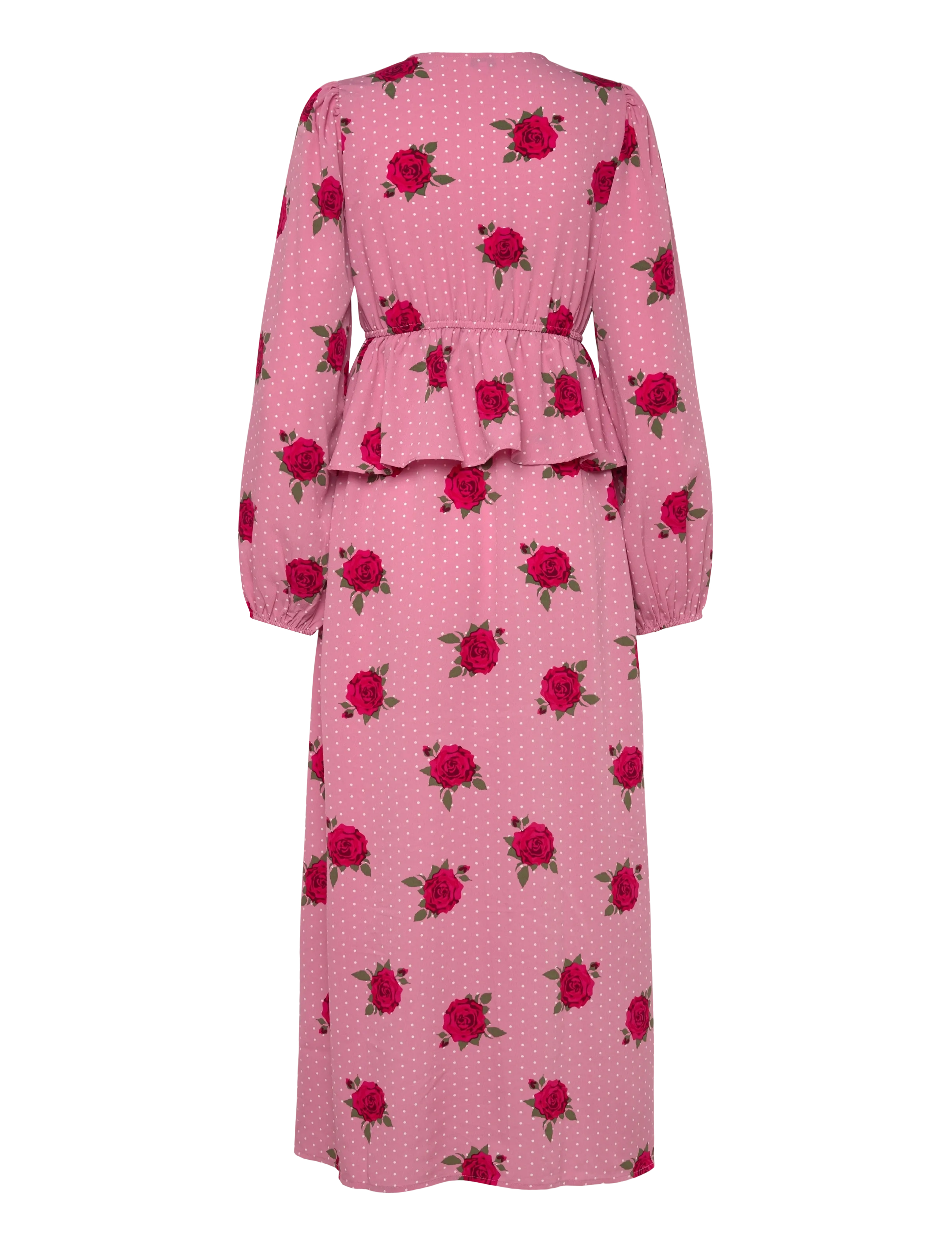 Bubbleroom - V-neck Flounce Maxi Dress - maxikleider - pink/patterned - 2