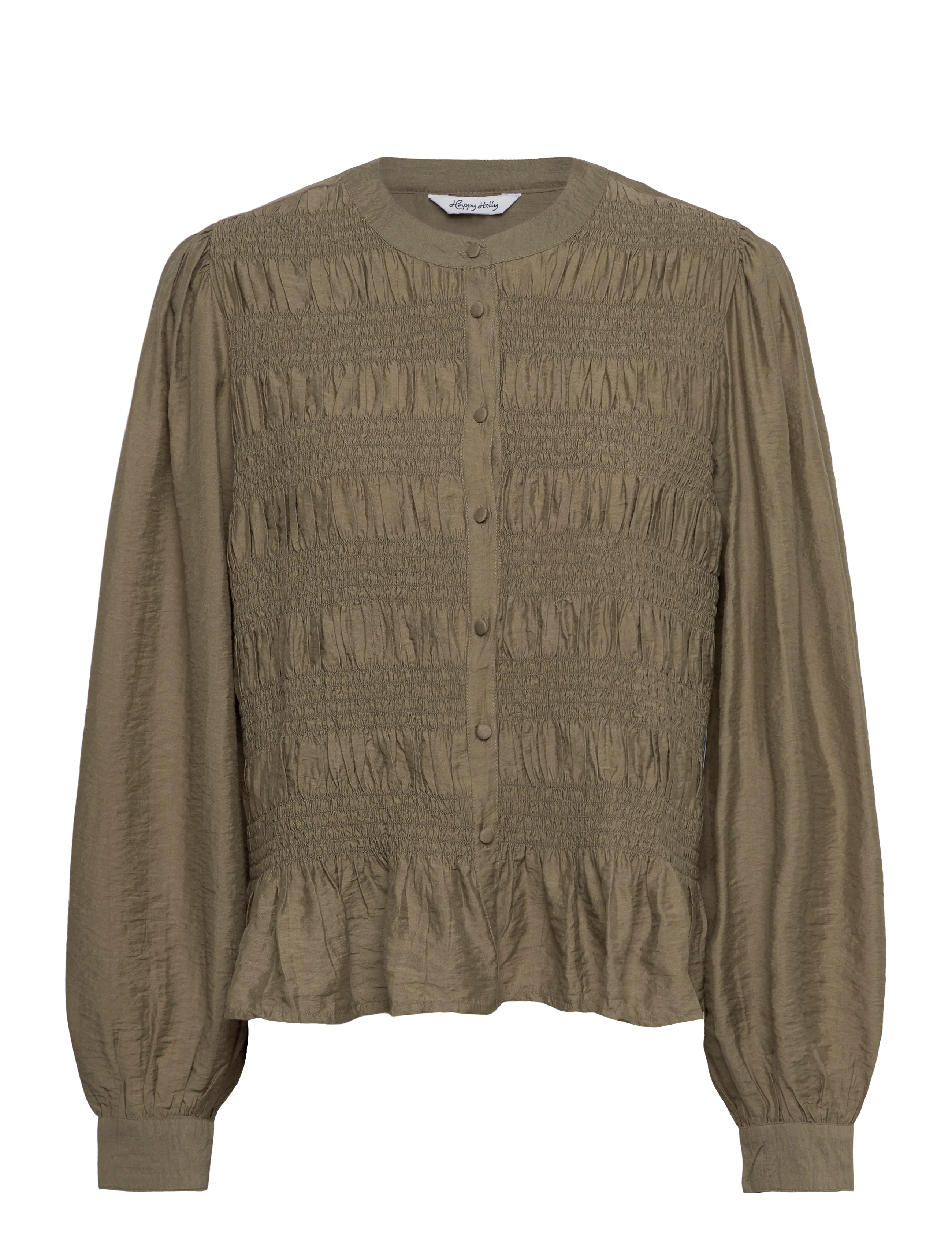 BUBBLEROOM Smock Bluse Khaki - 32-34 - Damen