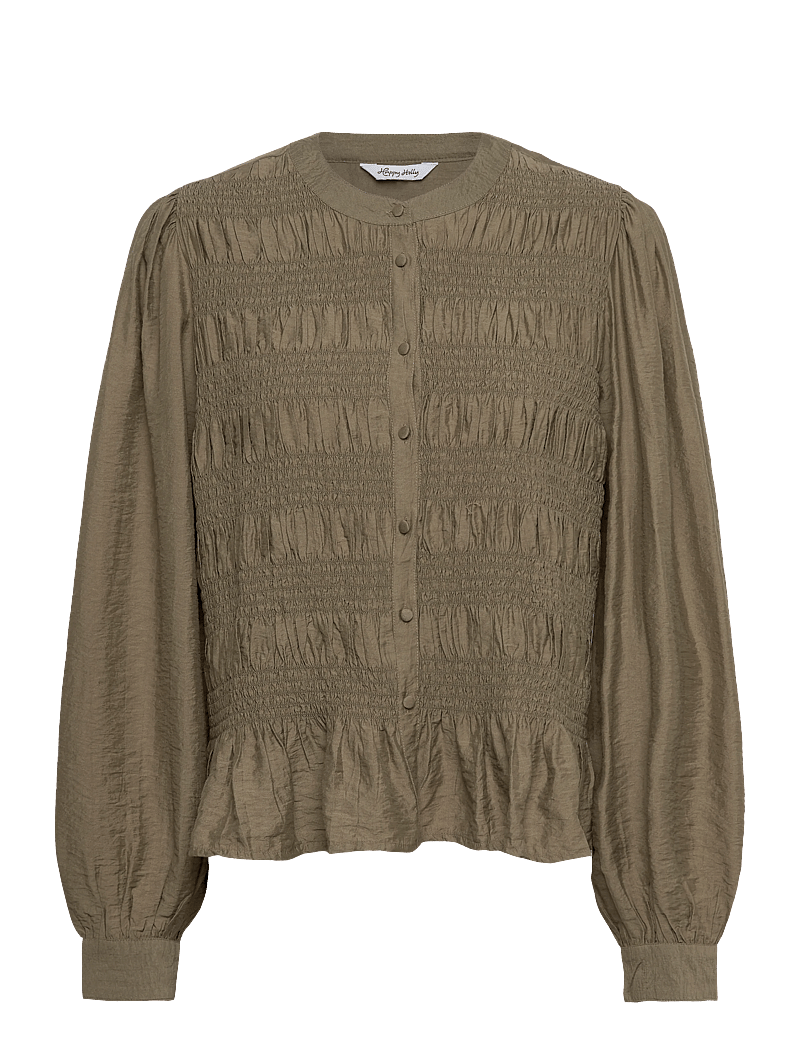 Bubbleroom - Smock Blouse - langärmlige blusen - khaki green - 1