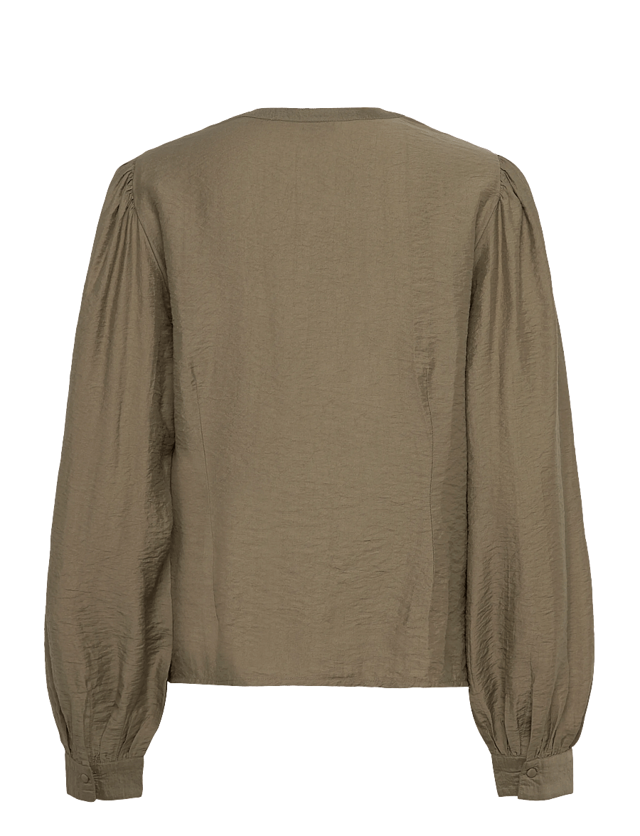Bubbleroom - Smock Blouse - langerma blússur - khaki green - 2