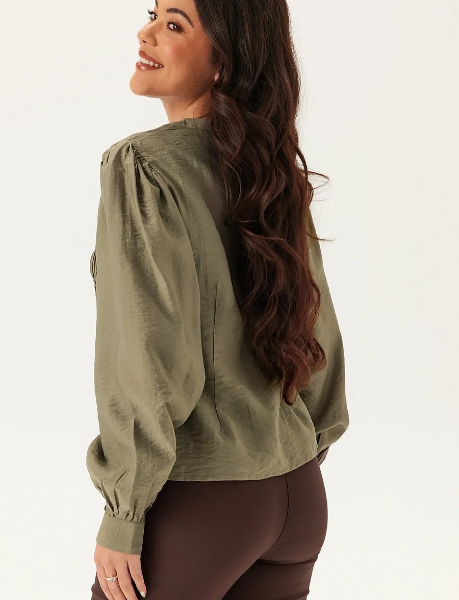Bubbleroom - Smock Blouse - pikkade varrukatega pluusid - khaki green - 3