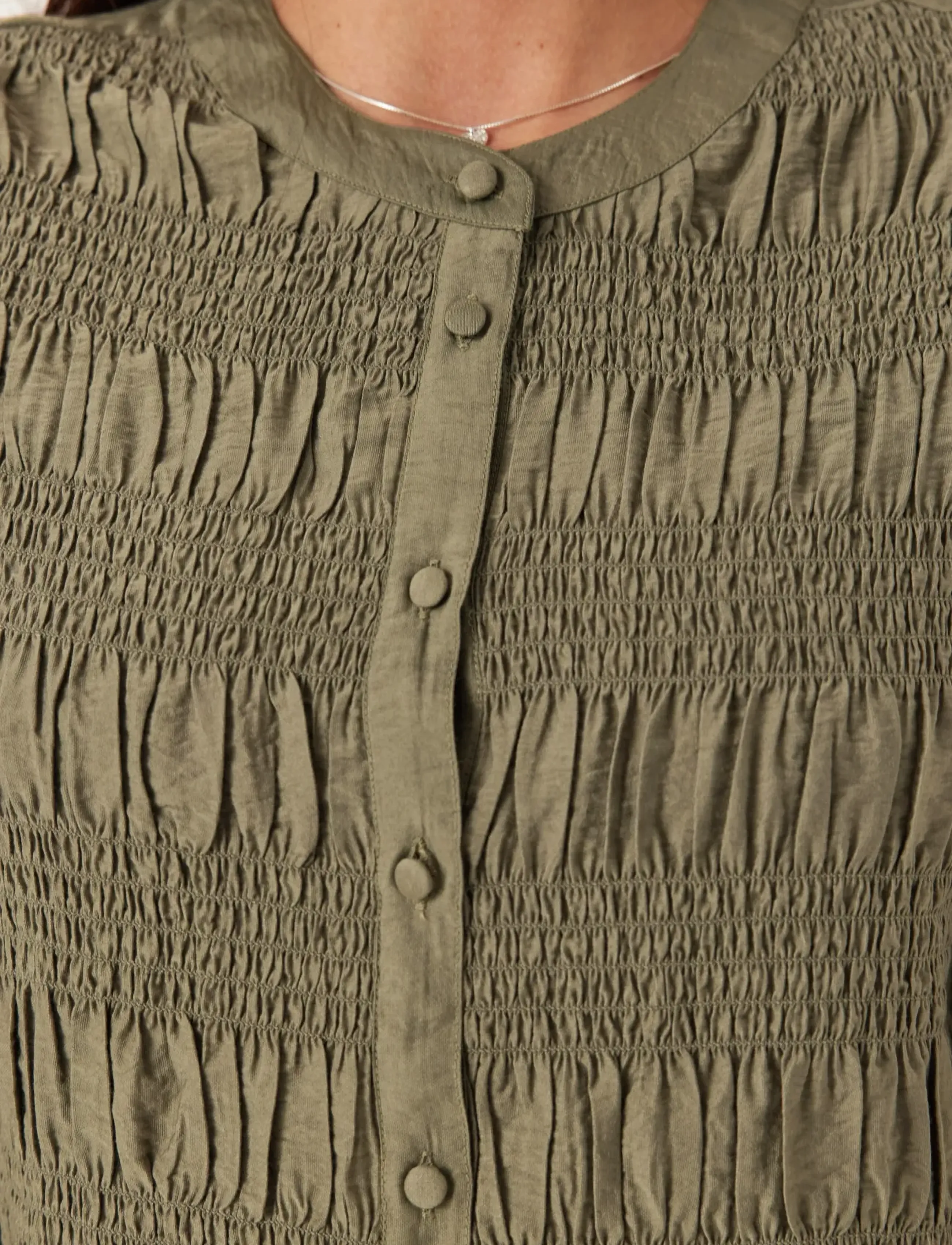 Bubbleroom - Smock Blouse - long sleeved blouses - khaki green - 4