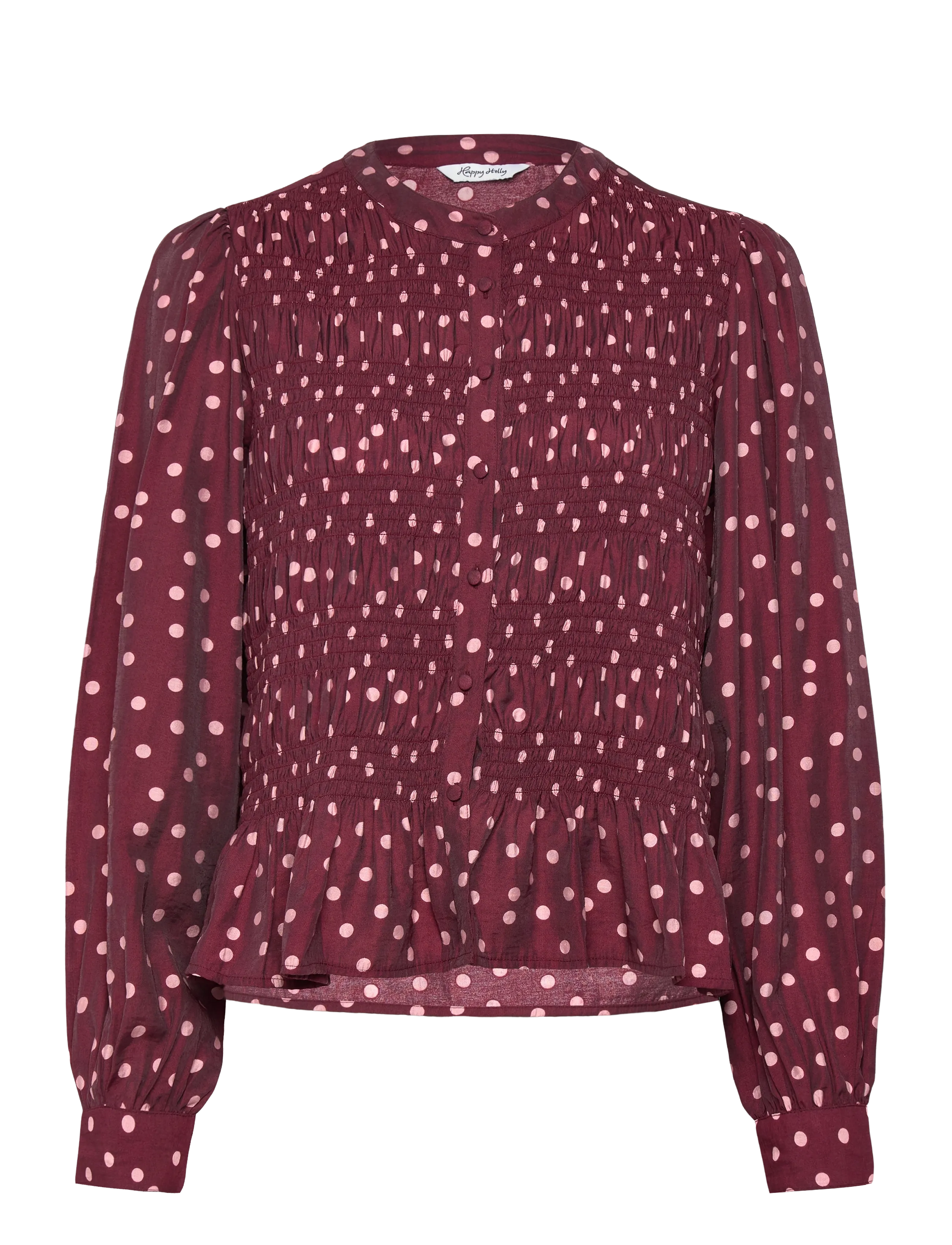 Bubbleroom Smock Blouse - Nyheder - WINE-RED/PATTERNED / burgundy