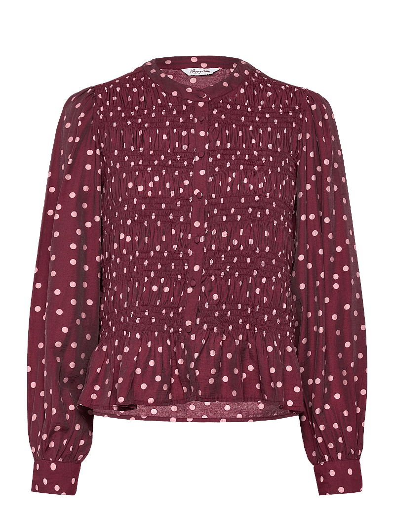 Bubbleroom - Smock Blouse - langærmede bluser - wine-red/patterned - 1