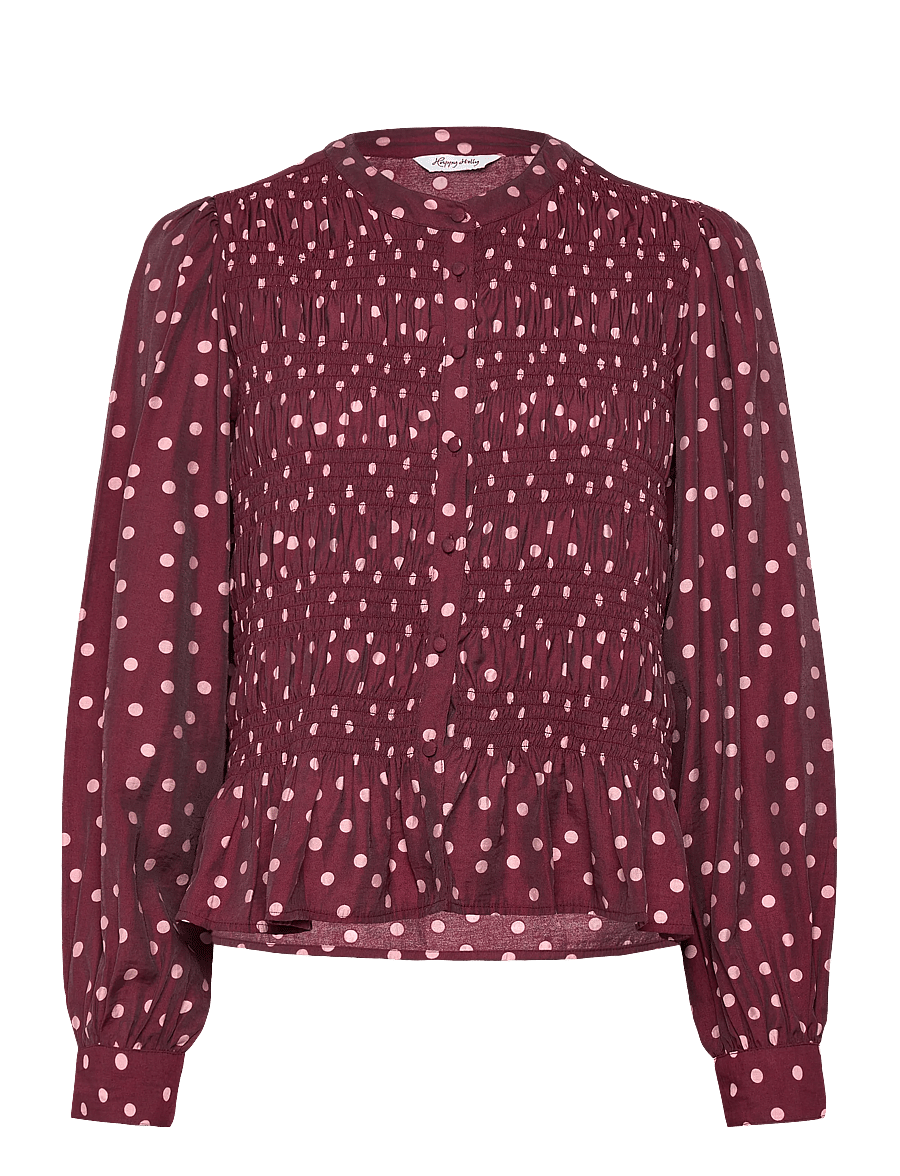 Bubbleroom - Smock Blouse - langärmelige blusen - wine-red/patterned - 1