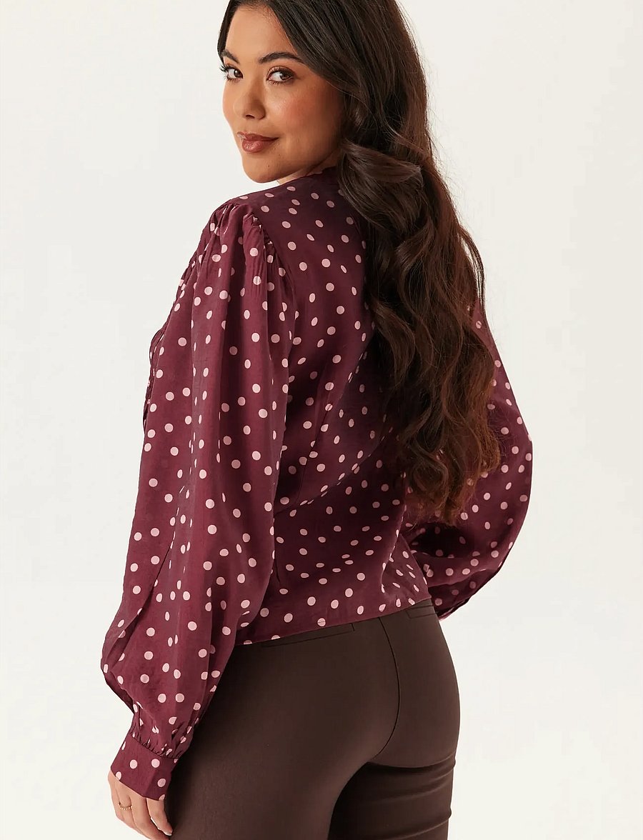 Bubbleroom - Smock Blouse - langärmelige blusen - wine-red/patterned - 3