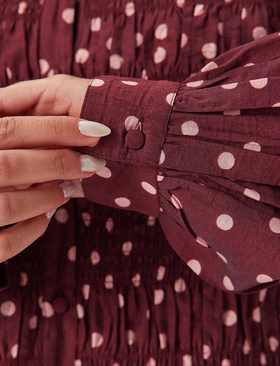 Bubbleroom - Smock Blouse - langärmelige blusen - wine-red/patterned - 5