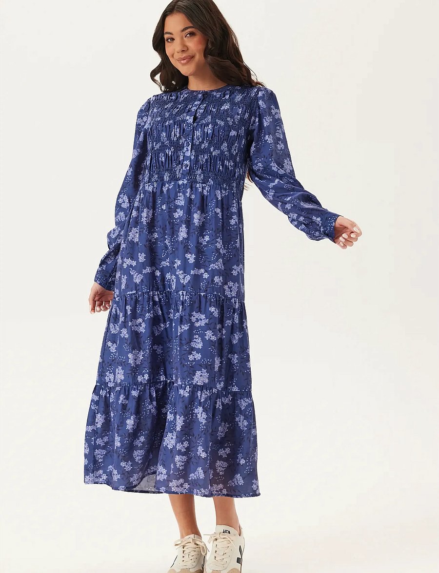 Bubbleroom - Smock Midi Dress - sommerkleider - blue/floral - 0