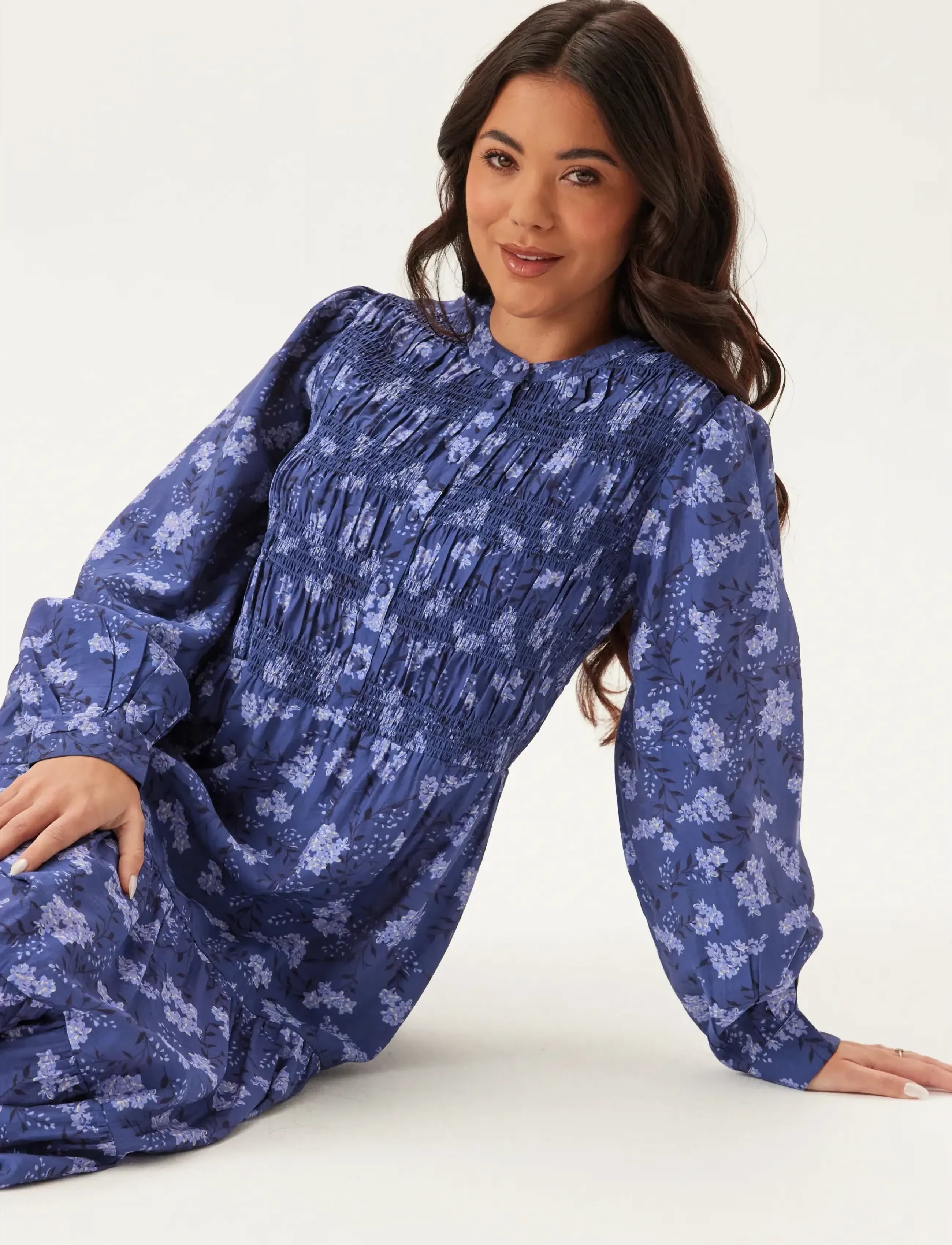 Bubbleroom - Smock Midi Dress - sommerkleider - blue/floral - 3
