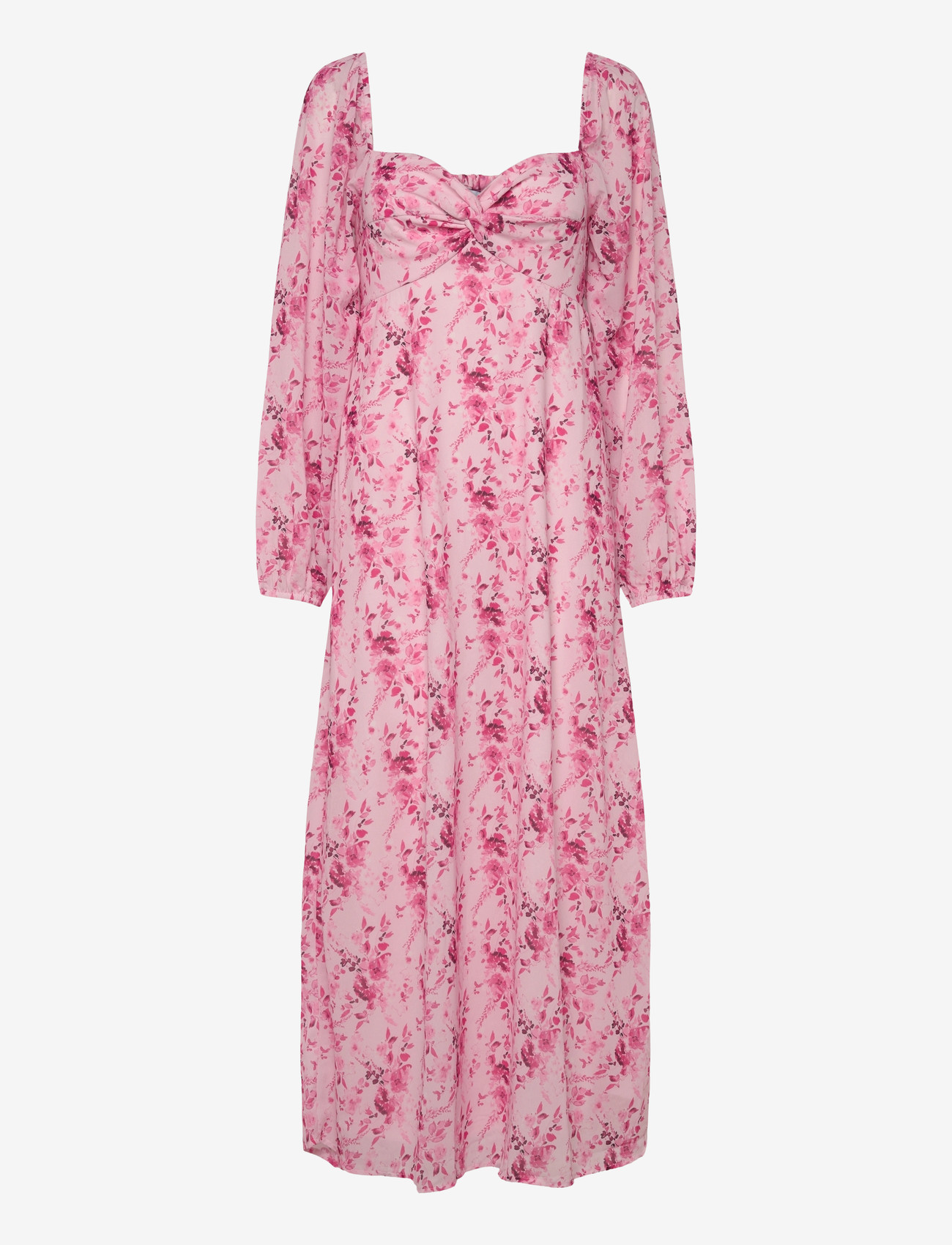 Bubbleroom - Twist Detail Maxi Dress - maksimekot - pink/floral - 1