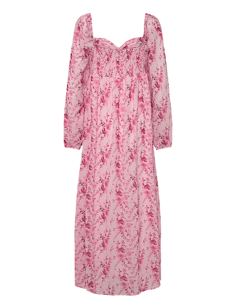 Bubbleroom - Twist Detail Maxi Dress - maksimekot - pink/floral - 2