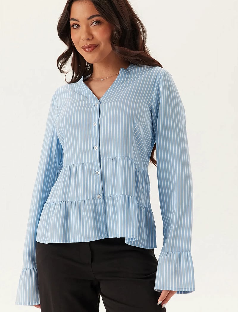 Bubbleroom - Flounce Shirt - langärmlige hemden - blue/striped - 0