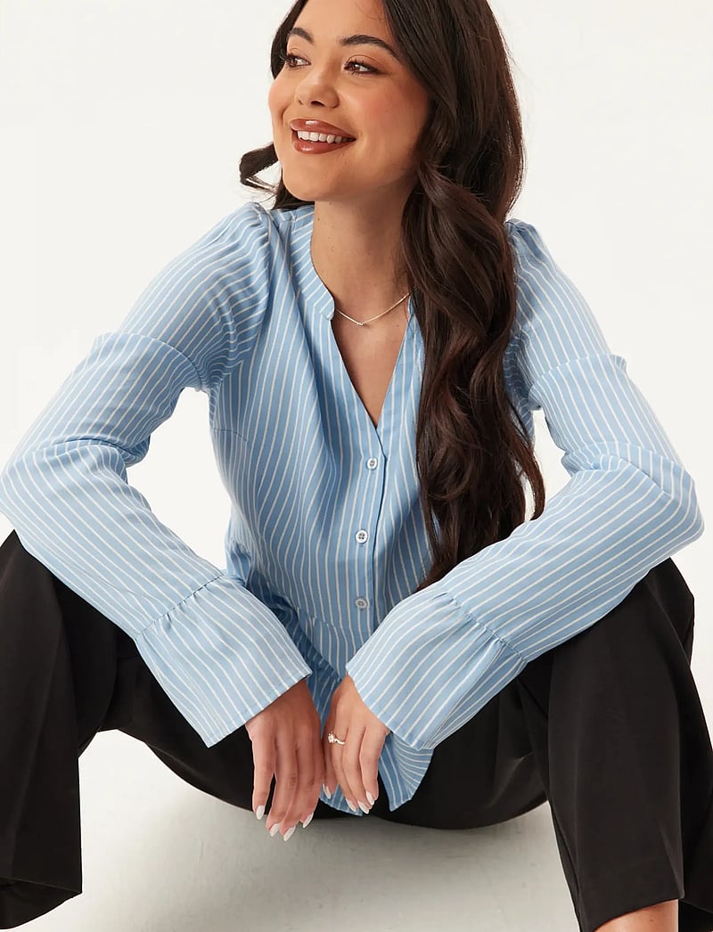 Bubbleroom - Flounce Shirt - langärmlige hemden - blue/striped - 3