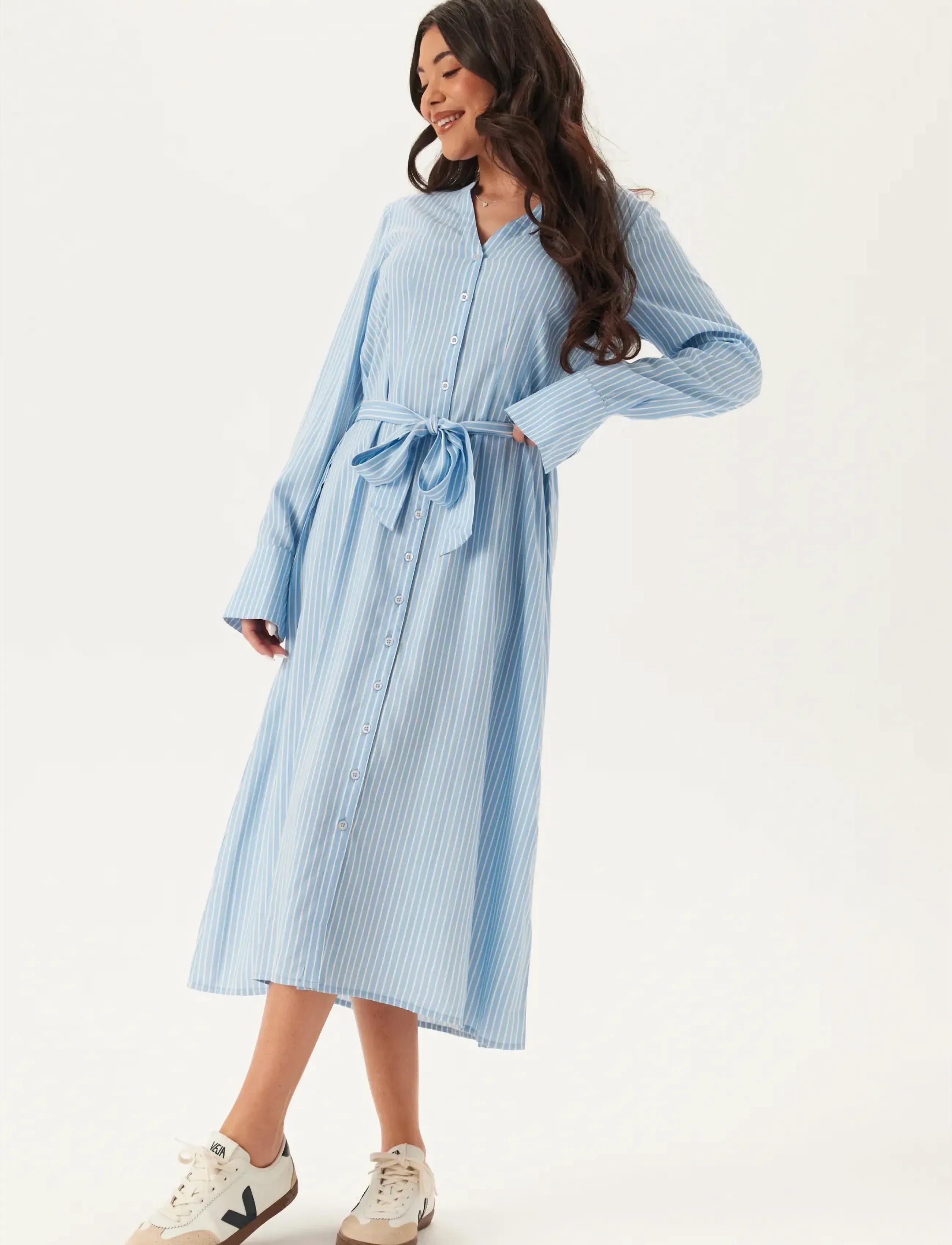 Bubbleroom Shirt Dress - Nyheder - BLUE/STRIPED / blue