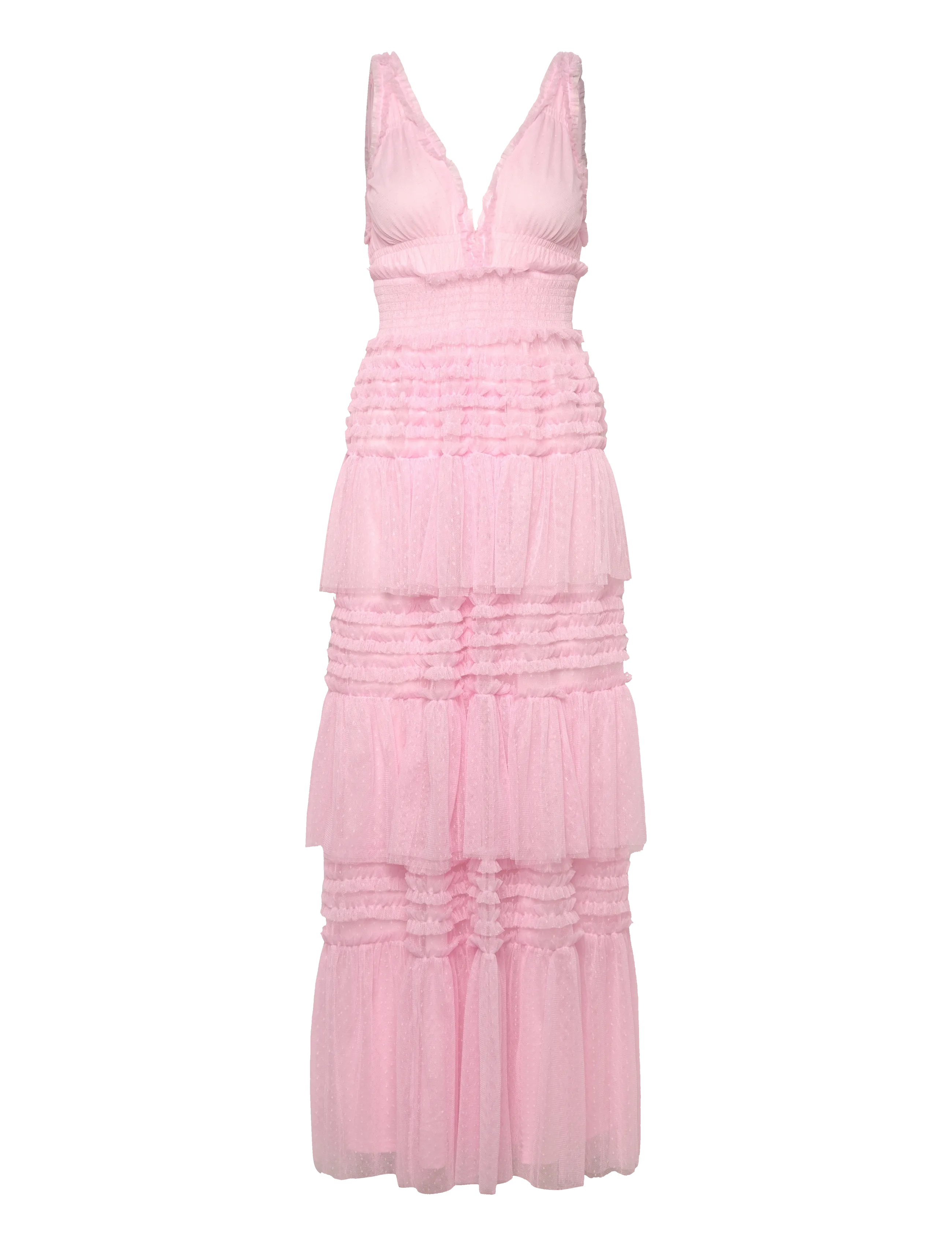 BUBBLEROOM Frill Dotted Tulle Gown Pink - 36 - Damen