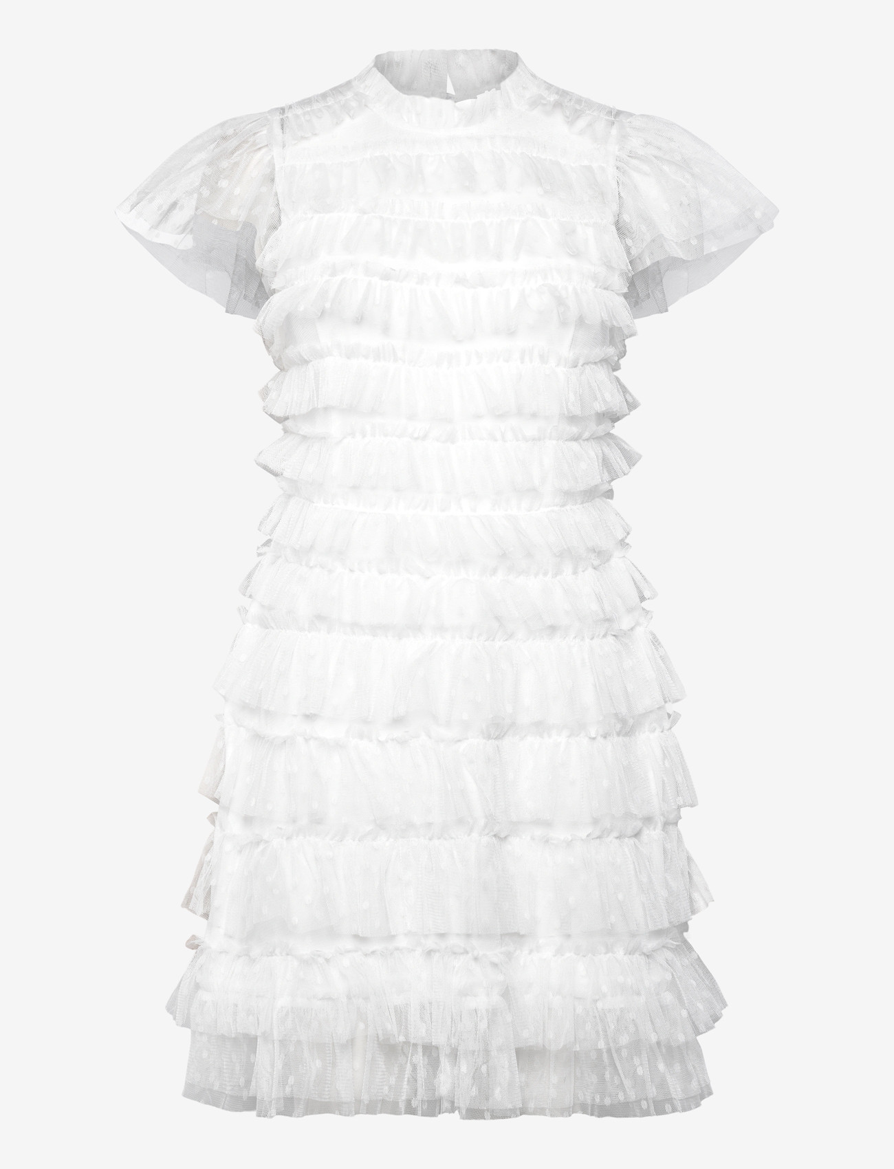 Bubbleroom - High Neck Tulle Frill Dress - festklänningar - white - 1