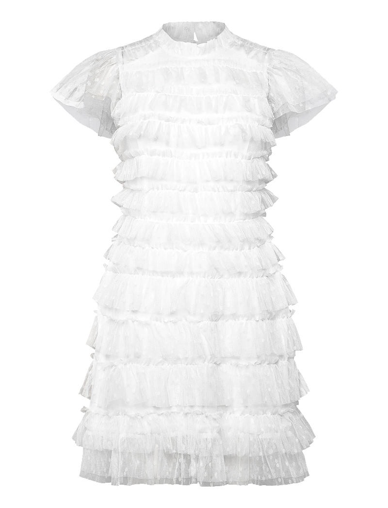 Bubbleroom - High Neck Tulle Frill Dress - festklänningar - white - 1