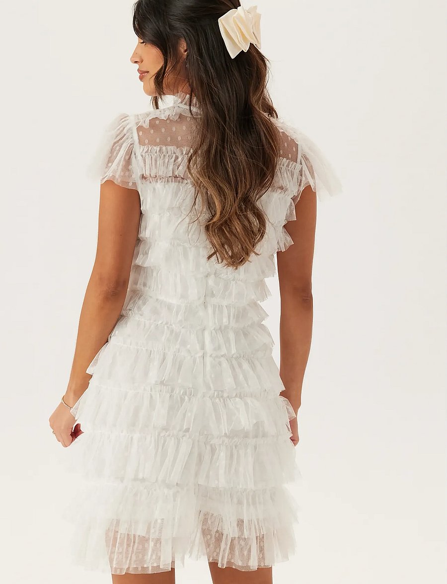 Bubbleroom - High Neck Tulle Frill Dress - konfirmationstøj - white - 3