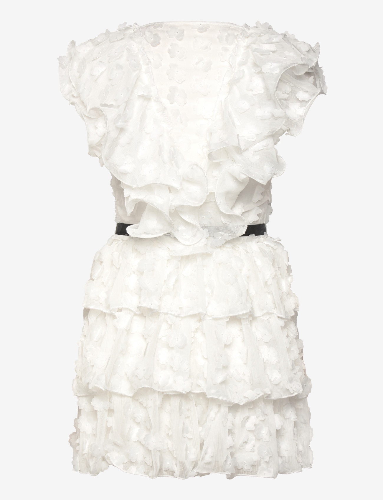 Bubbleroom - V-neck Frill Floral Dress - cocktail dresses - white - 2