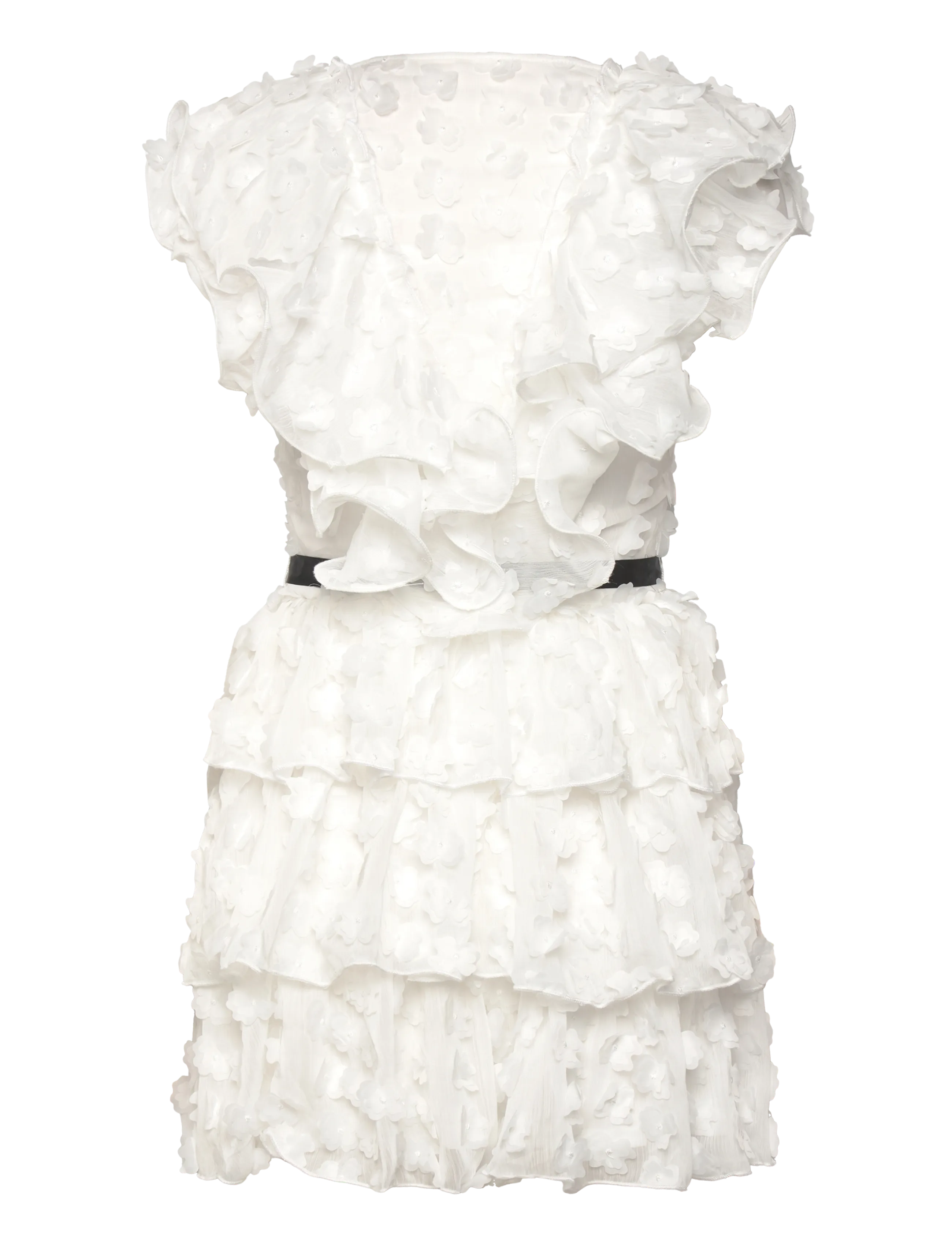 Bubbleroom - V-neck Frill Floral Dress - cocktailkjoler - white - 2