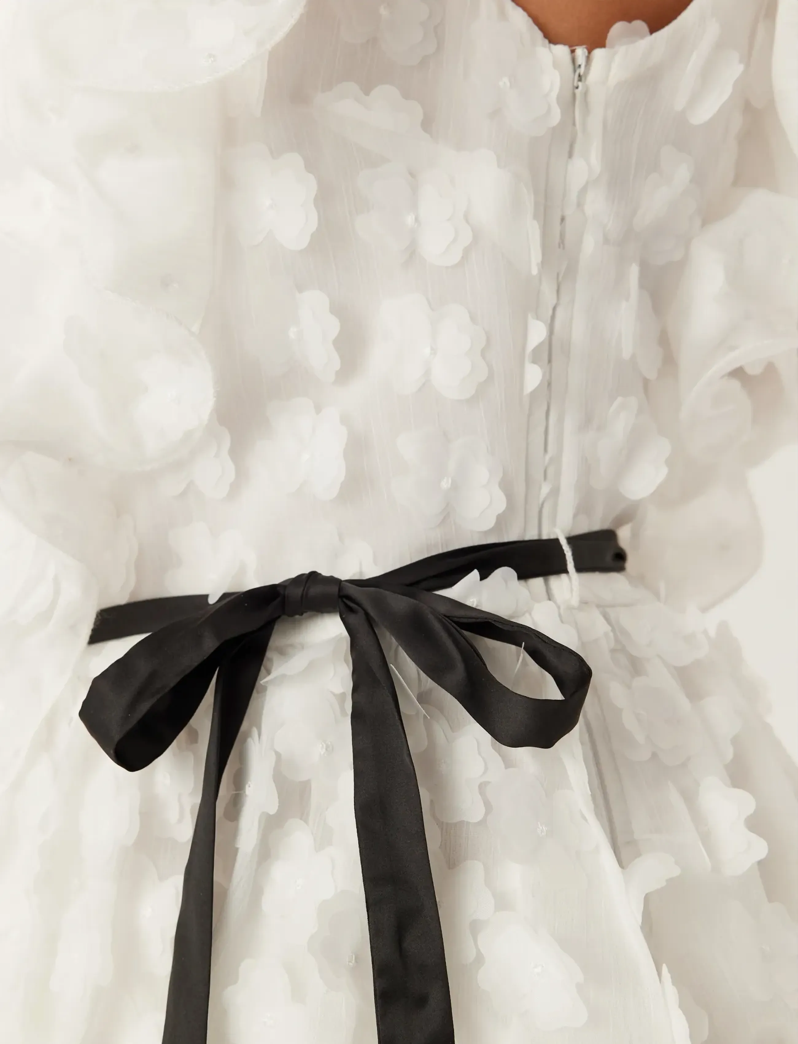 Bubbleroom - V-neck Frill Floral Dress - cocktailkjoler - white - 5